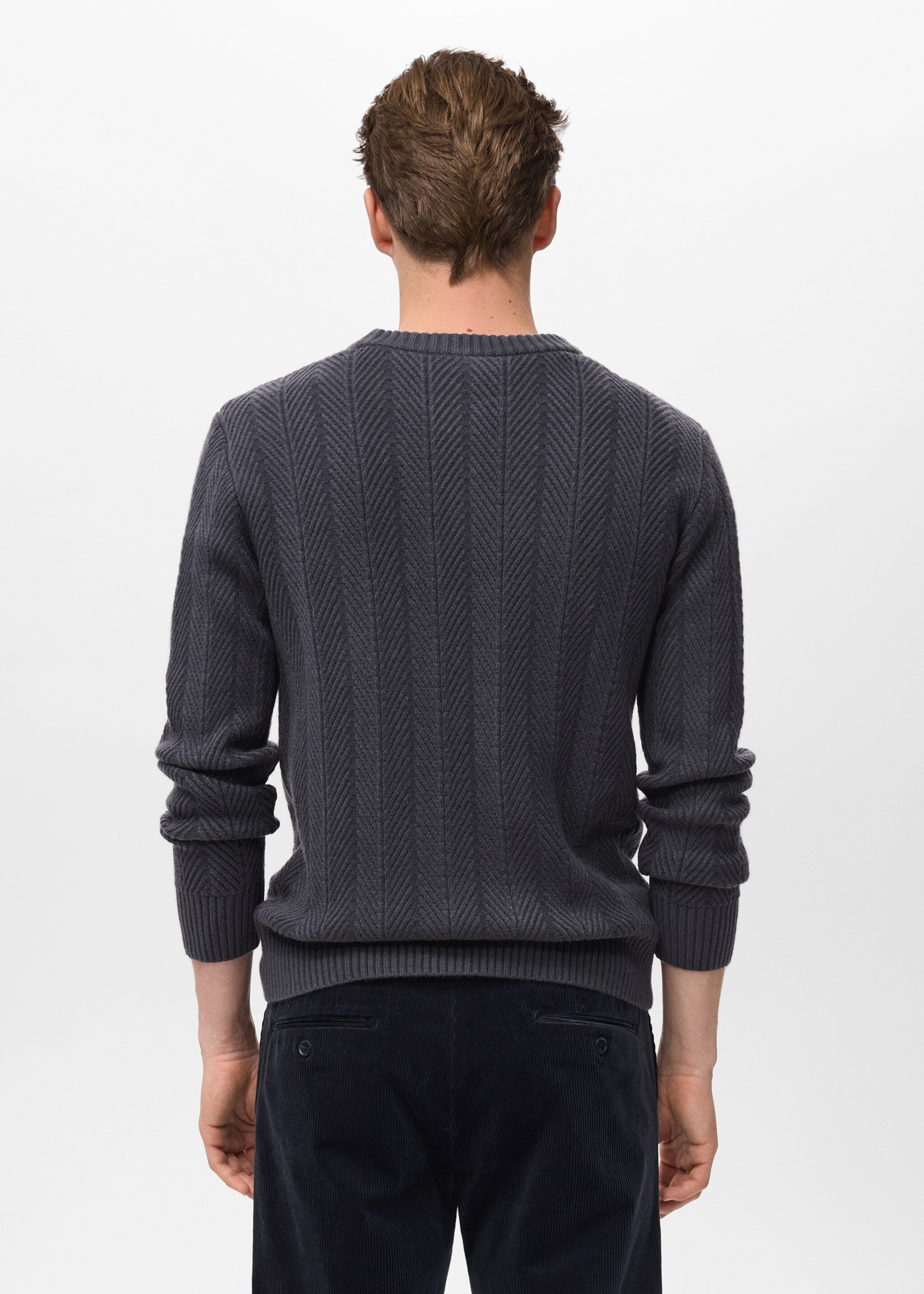 Herringbone structured sweater - Reverse of the article, Indigo Blue. Ref: 17017904-00.