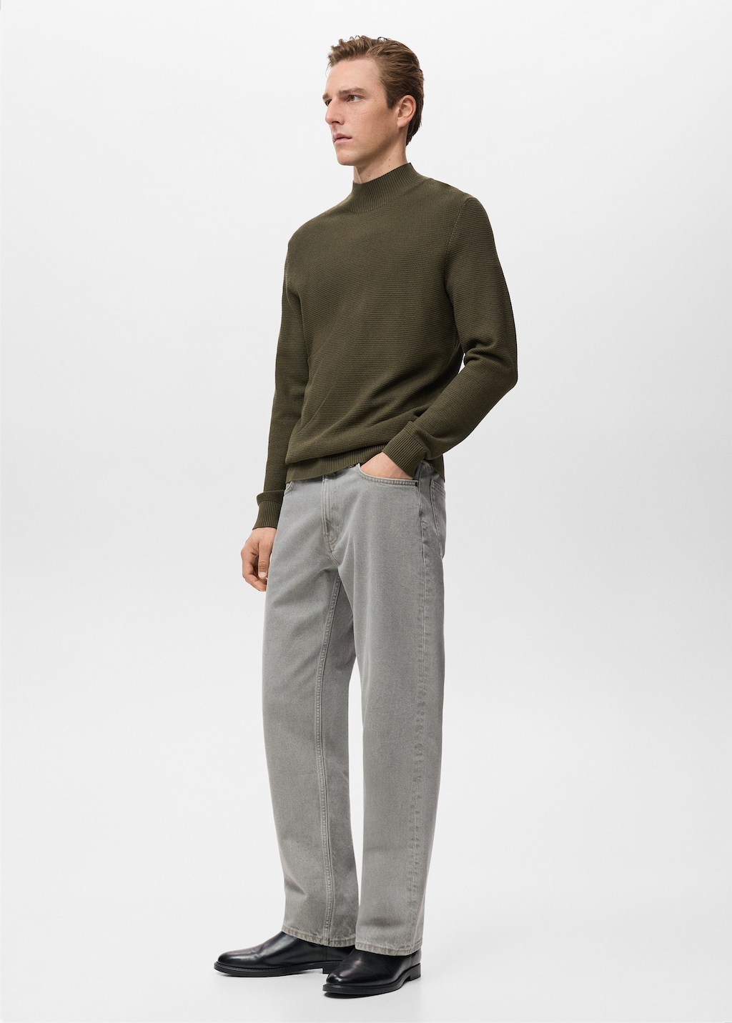 Structured perkins-neck sweater