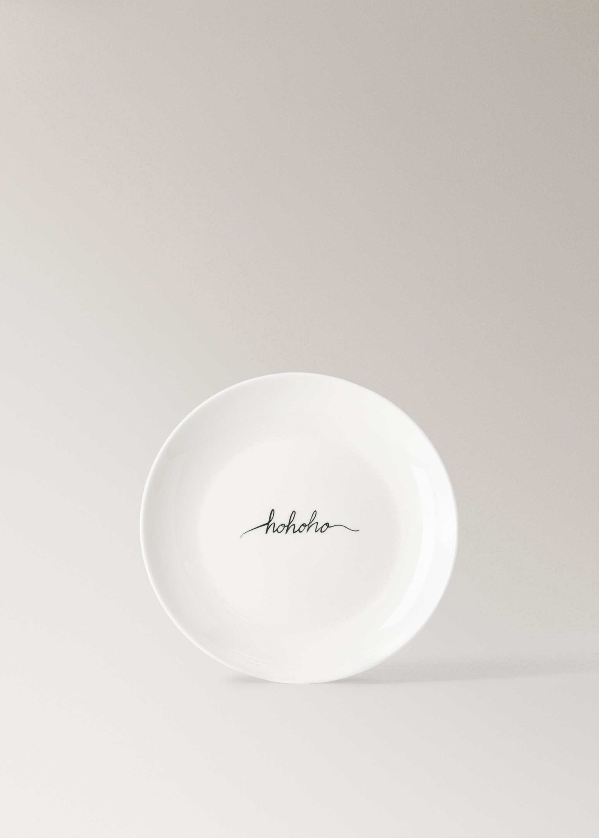 Bonechina dessert plate, detail, Christmas phrase - Article without model, Off White. Ref: 17017911-00.
