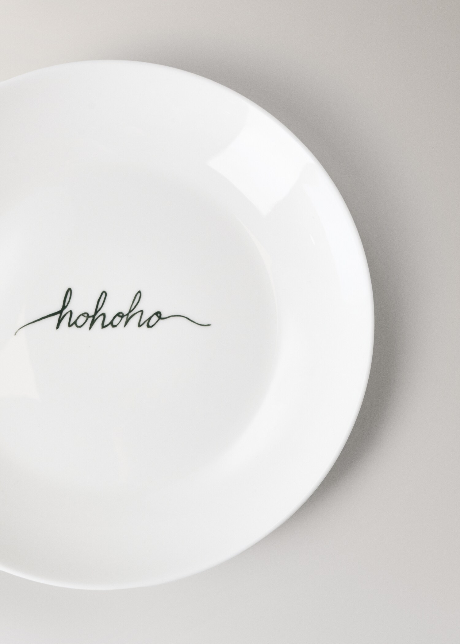 Bonechina dessert plate, detail, Christmas phrase - Details of the article 1