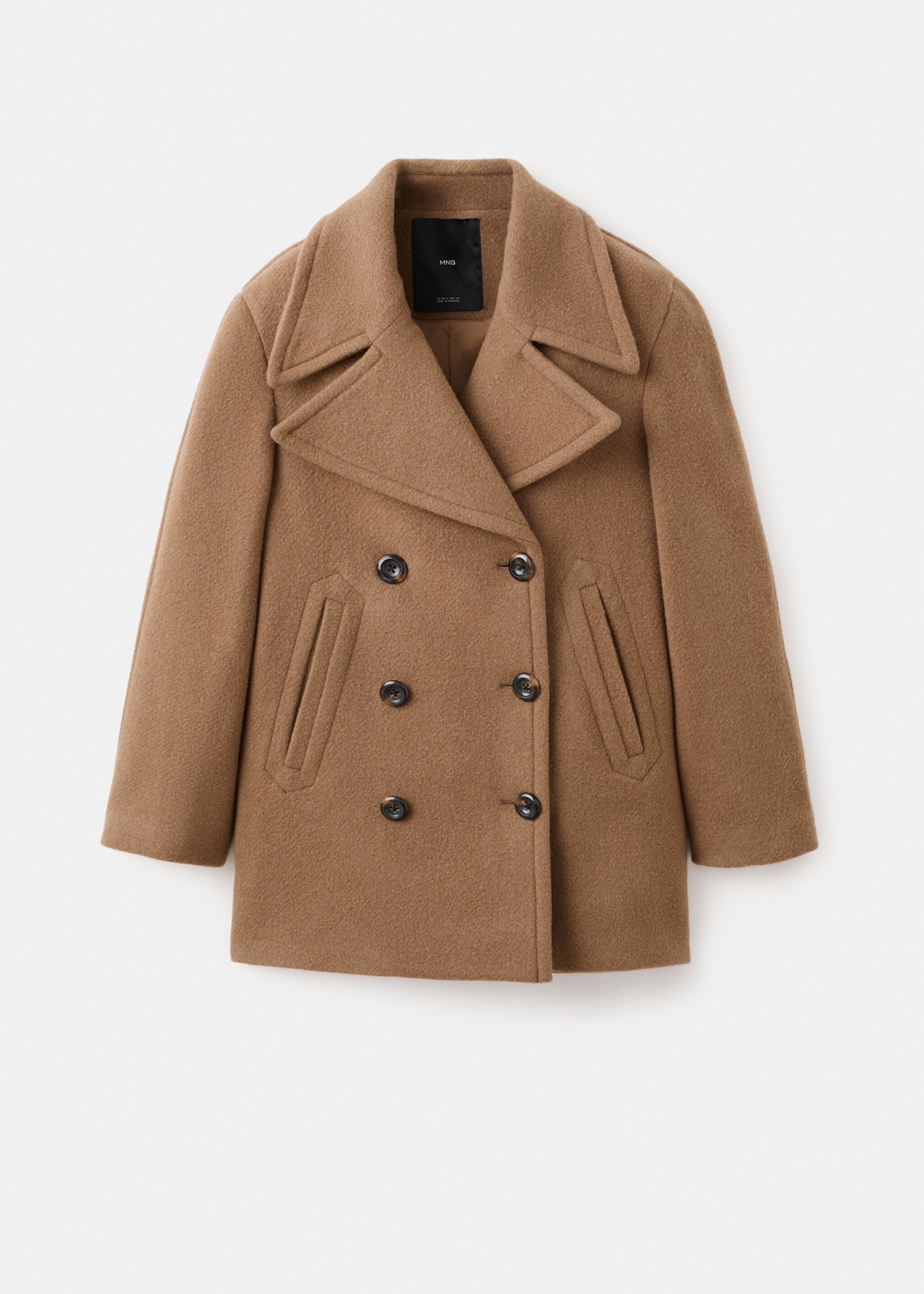 Abrigo lana manteco doble botonadura - Artículo sin modelo, Marrón medio. Ref: 17017912-00.
