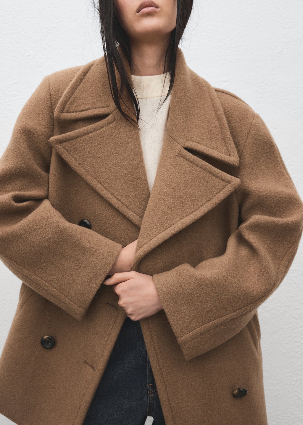 Double-breasted Manteco wool coat