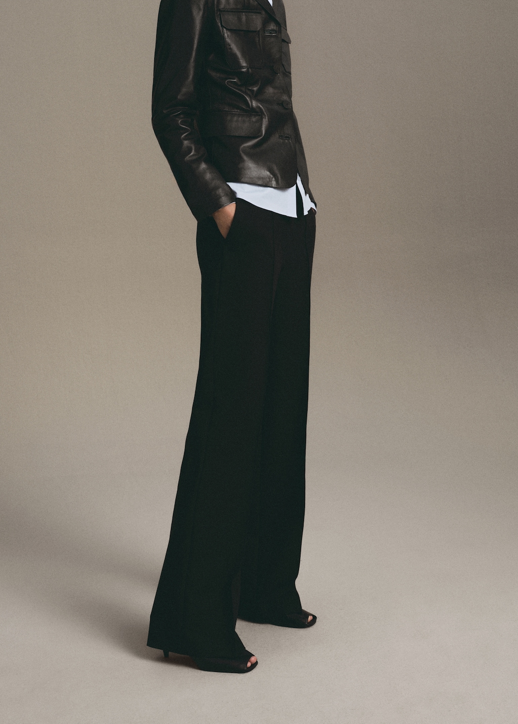 Seam-detail straight-fit pants