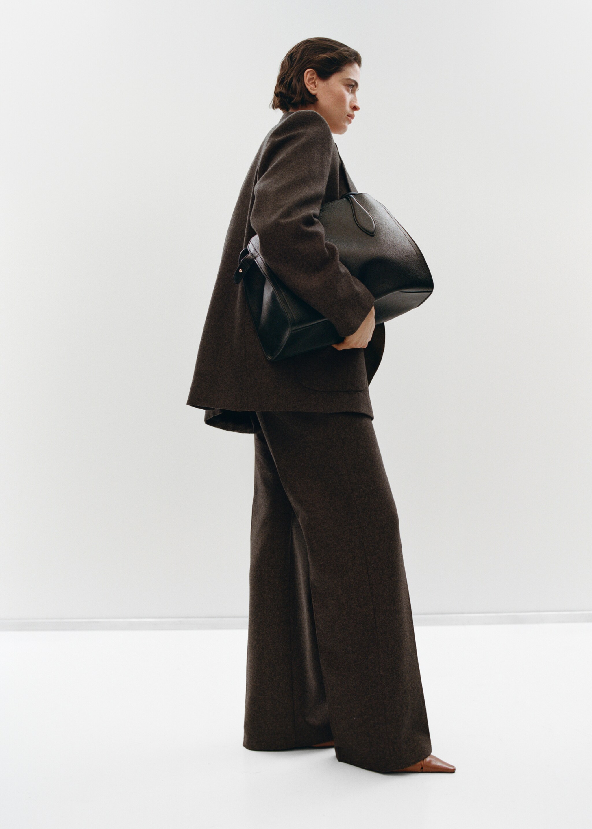 Speckled wool trousers - Details of the article 6, Brown. Ref: 17017914-00.