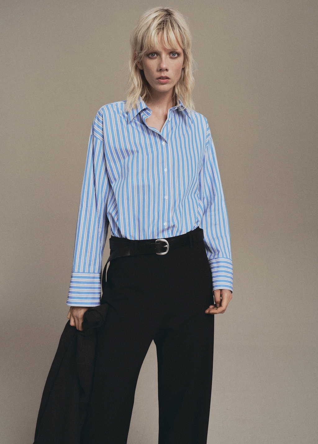 Zipped straight trousers