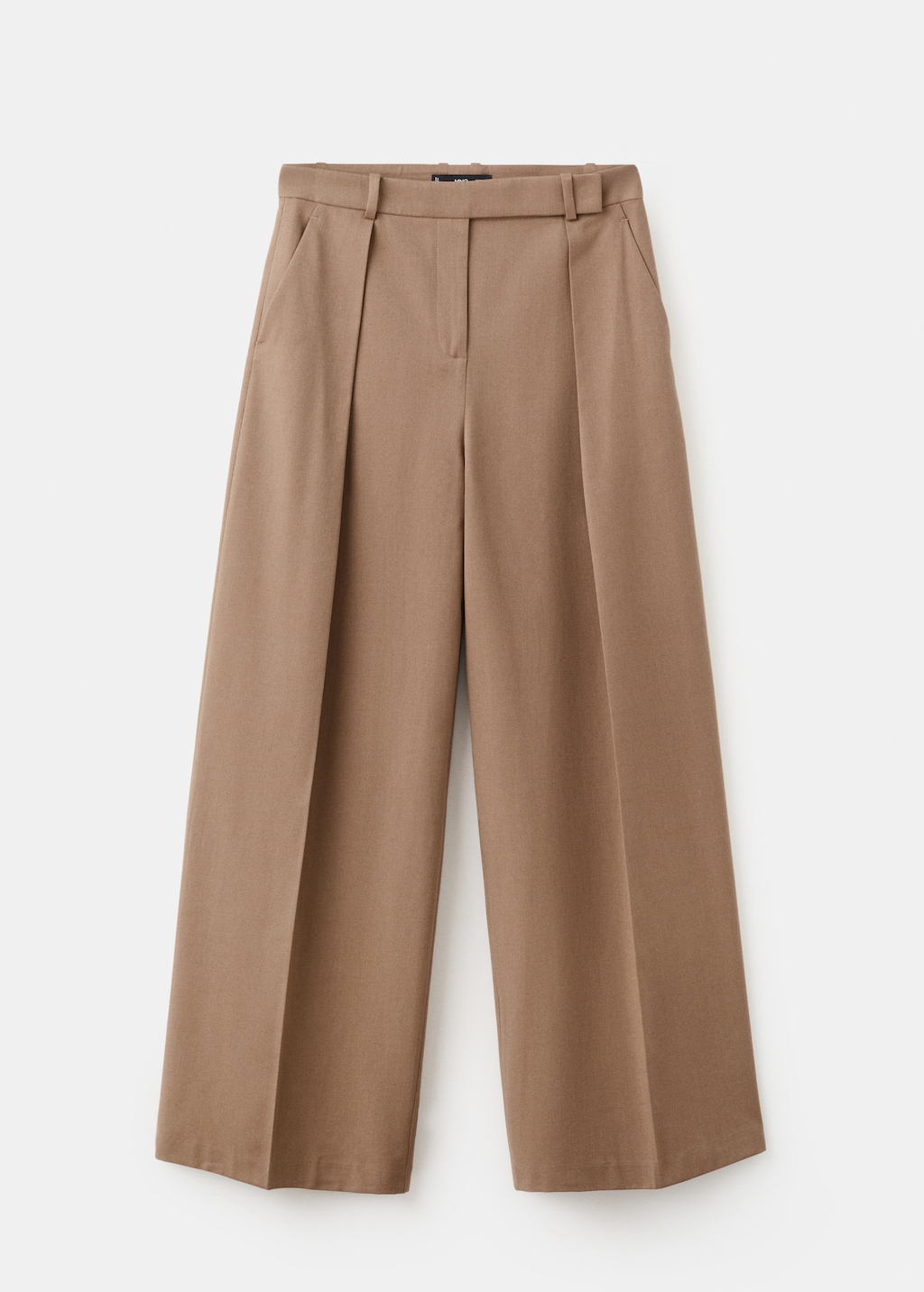 Straight-leg pleated trousers with front fly