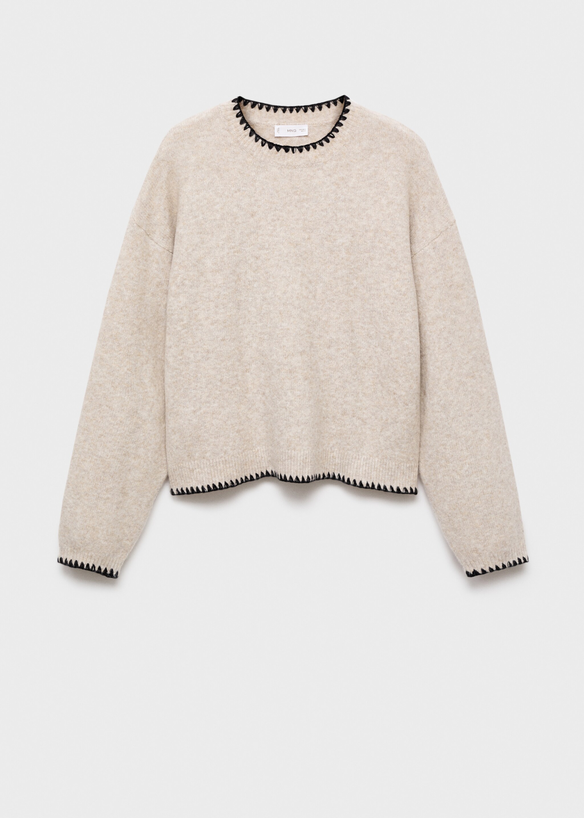 Pull-over brodé maille - Article sans modèle, Sable. Ref: 17018268-00.