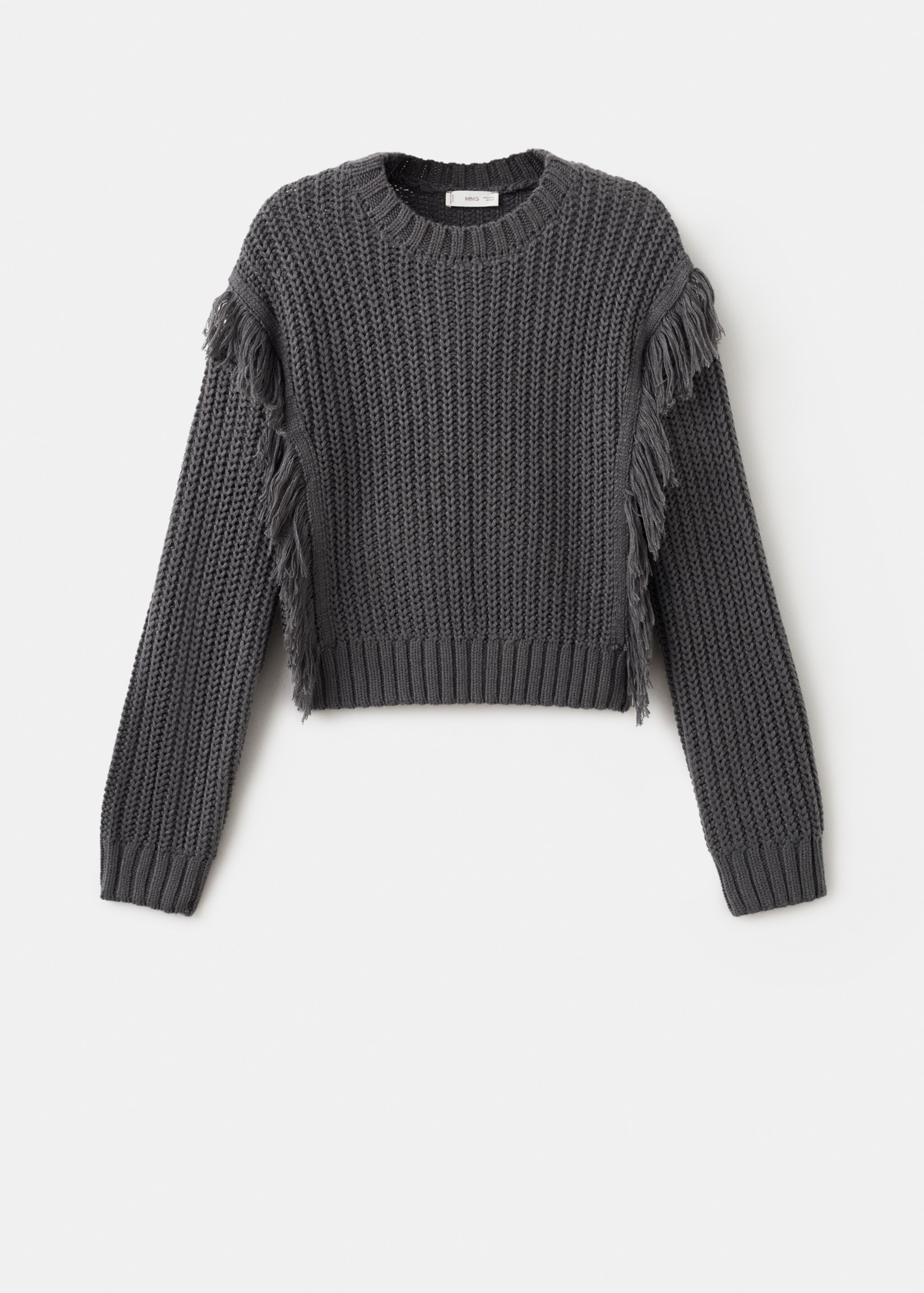 Pull-over maille franges - Article sans modèle, Gris anthracite. Ref: 17018271-00.