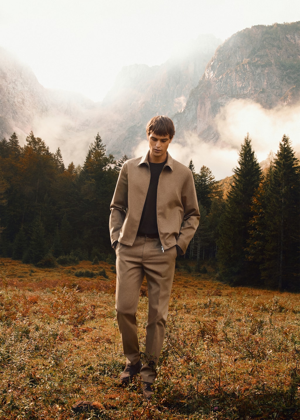 100% virgin wool pleated pants