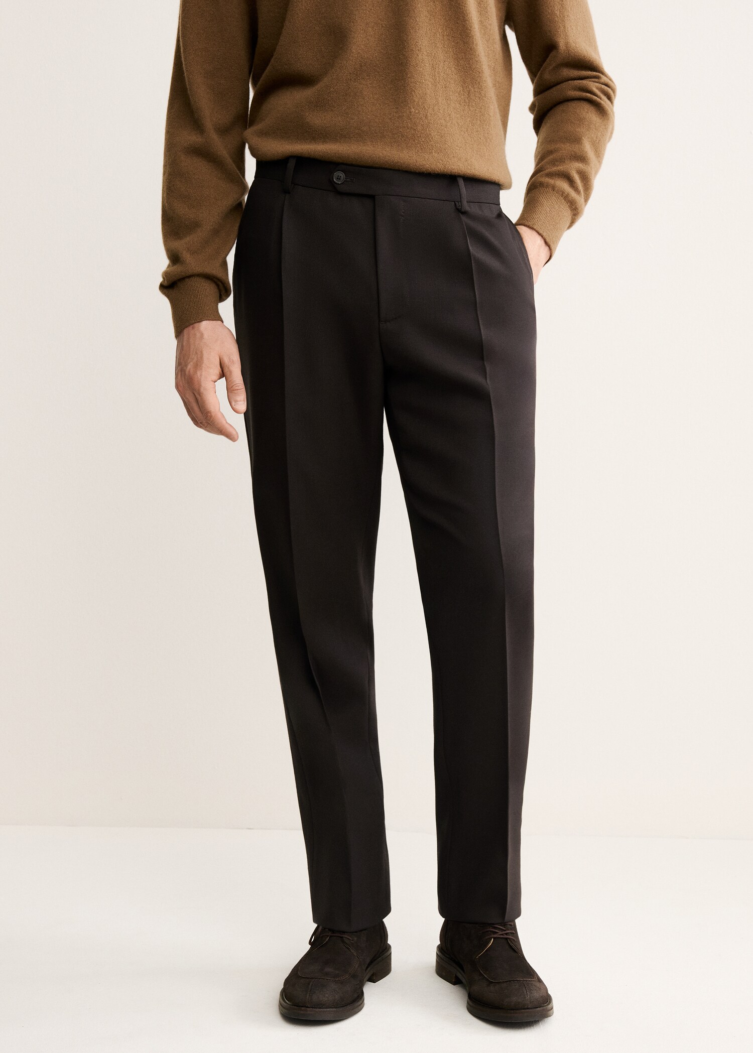 100% Italian virgin wool flannel suit trousers - Medium plane