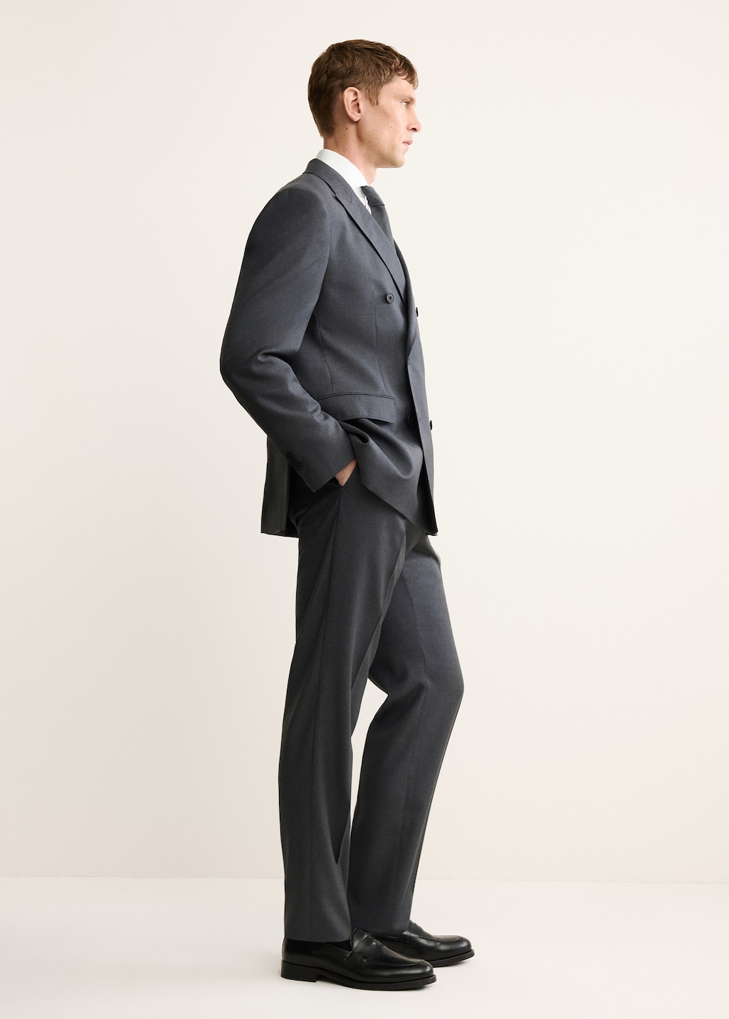 100% Italian virgin wool flannel suit pants