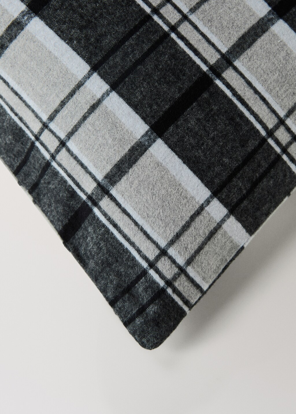 Cotton flannel duvet cover with melange threads and check print for 180/200 cm bed