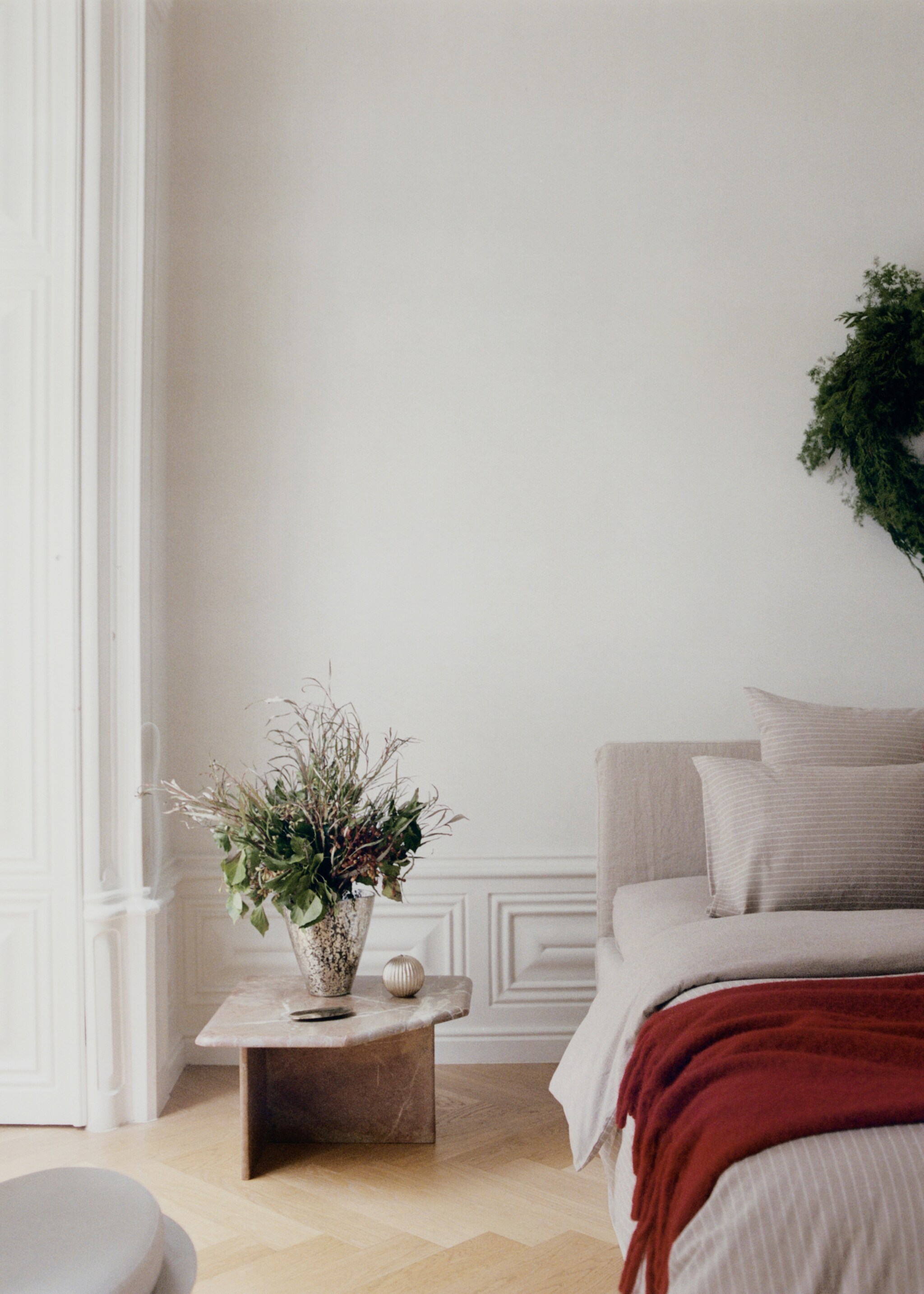 Melange cotton flannel pillowcase with fine-striped yarn 50x75cm - Details of the article 6, Beige. Ref: 17018282-00.