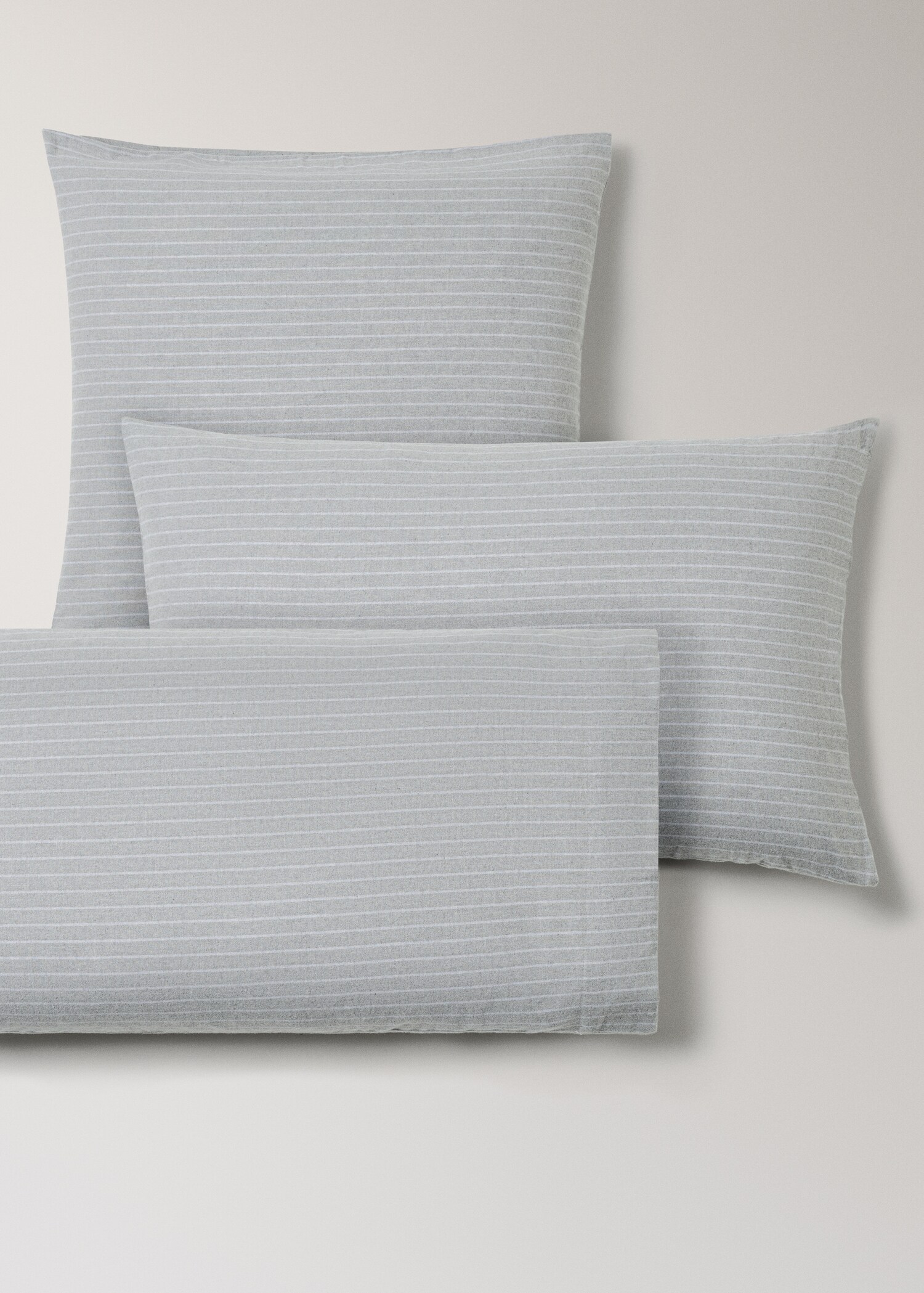Melange cotton flannel pillowcase with fine-striped yarn 50x75cm - Details of the article 4