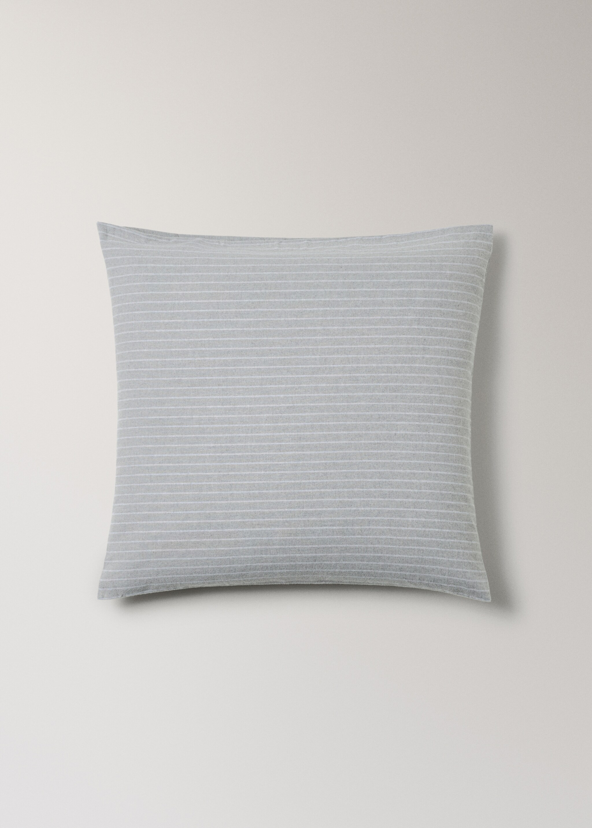 Kissenbezug aus Baumwollflanell mit Melange-Garn und feinen Streifen, 60x60cm - Artikel ohne Model, Grau. Ref: 17018283-00.