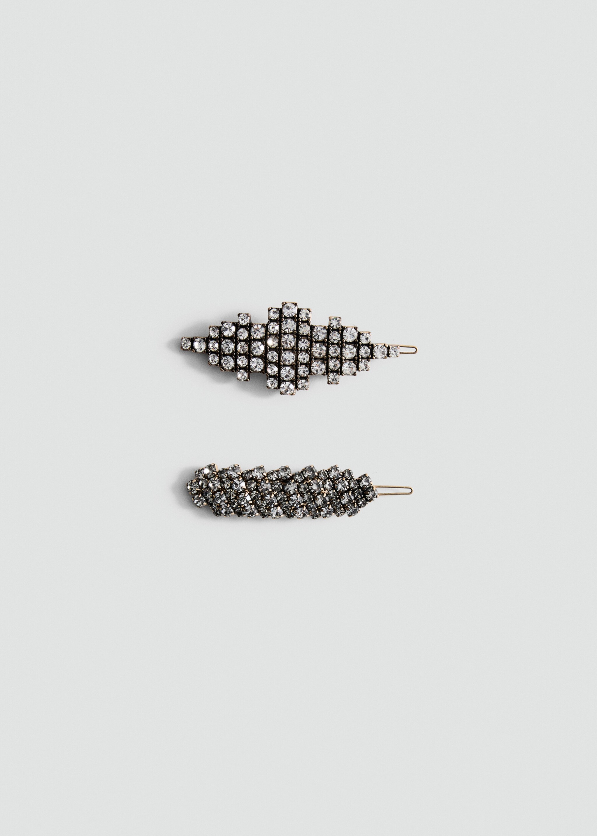 Pack of 2 crystal hair barrettes - Article without model, Silver. Ref: 17018294-00.