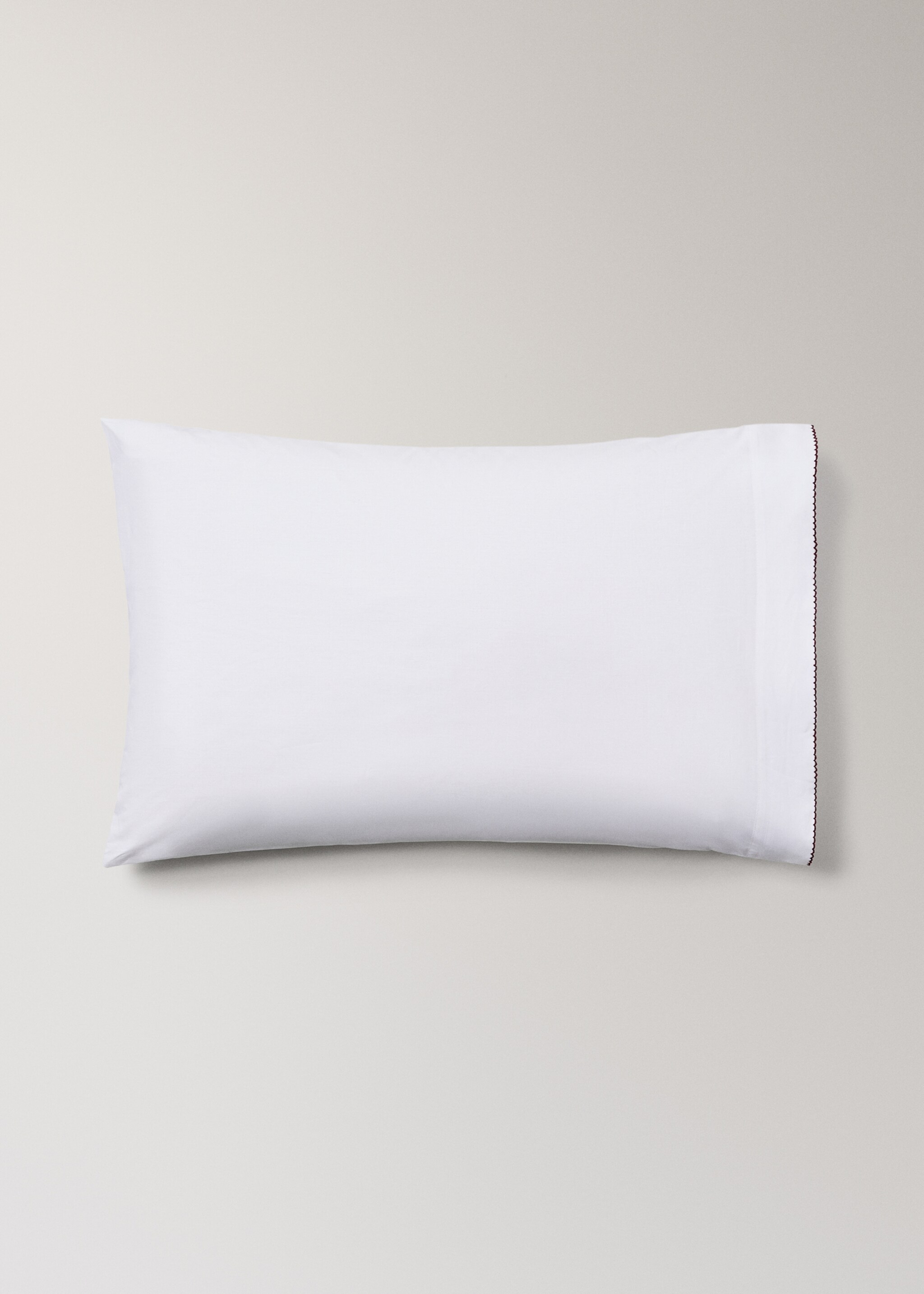 Percale cotton children's pillowcase with contrasting picot detail 50x75cm - Article without model, White. Ref: 17018635-00.