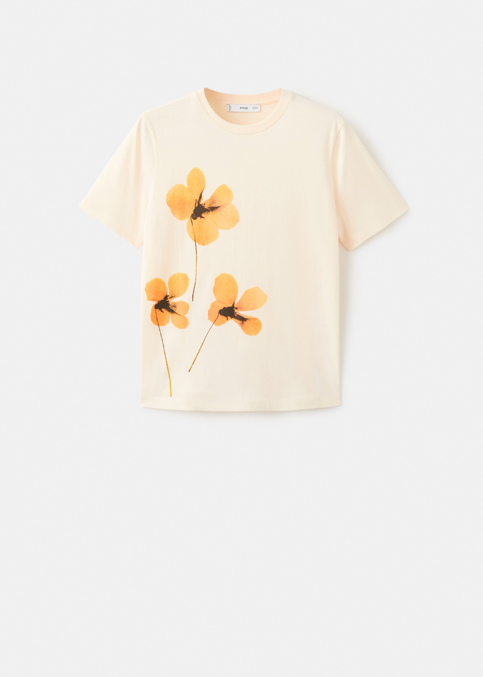 Floral print T-shirt - Article without model, Pastel Yellow. Ref: 17018640-00.