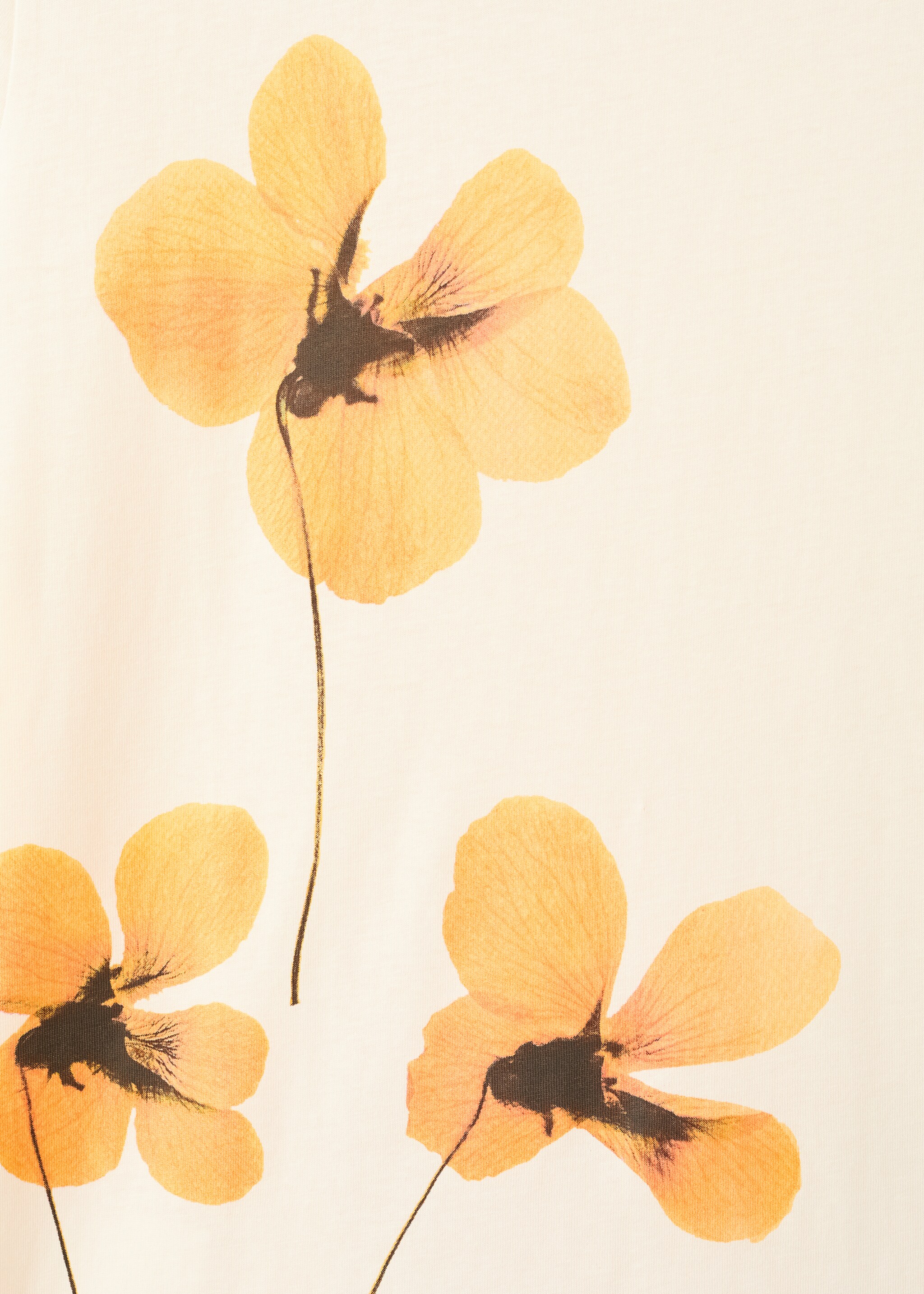 Floral print T-shirt - Details of the article 8, Pastel Yellow. Ref: 17018640-00.