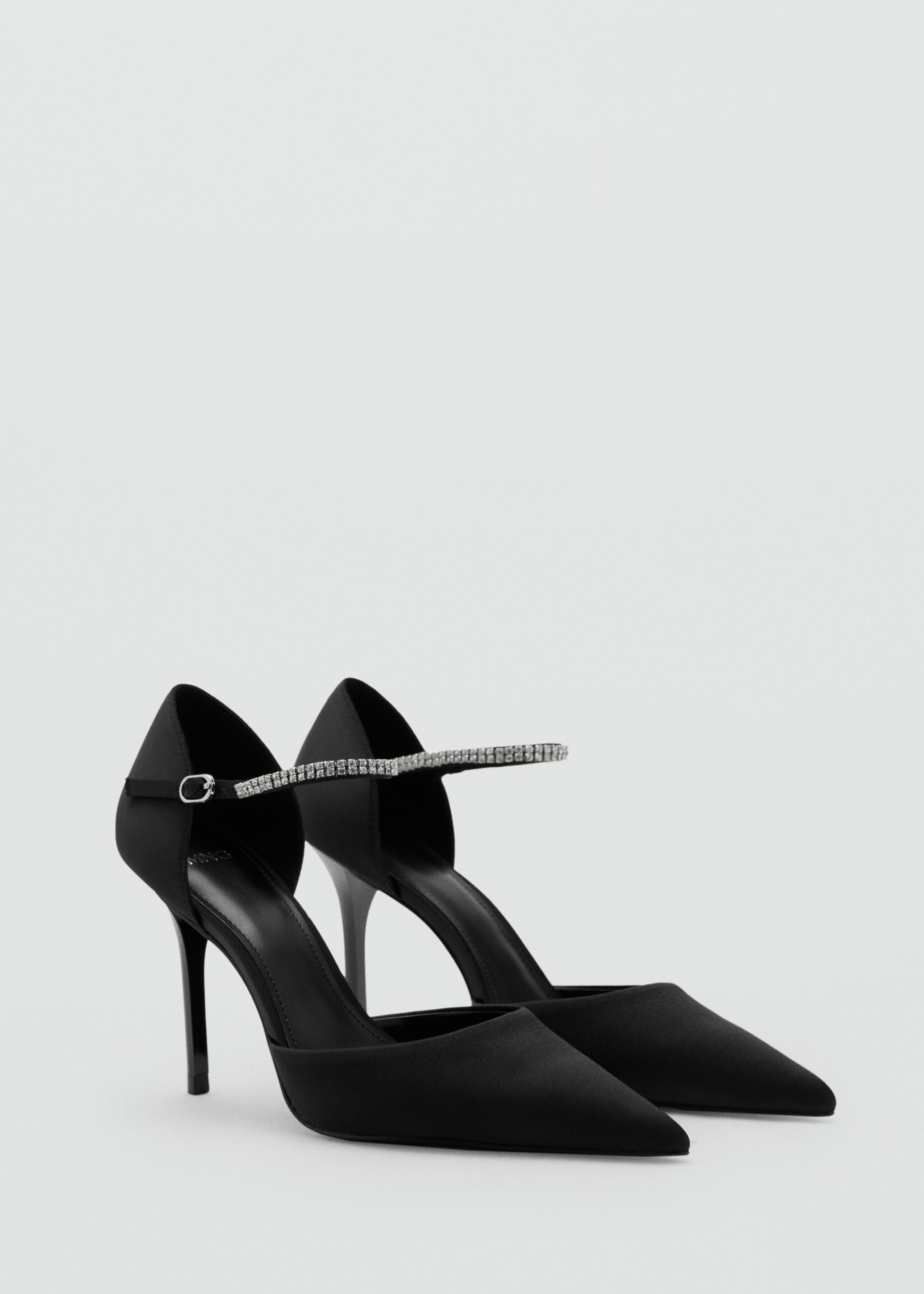 Strappy heel with strass - Medium plane, Black. Ref: 17019101-00.