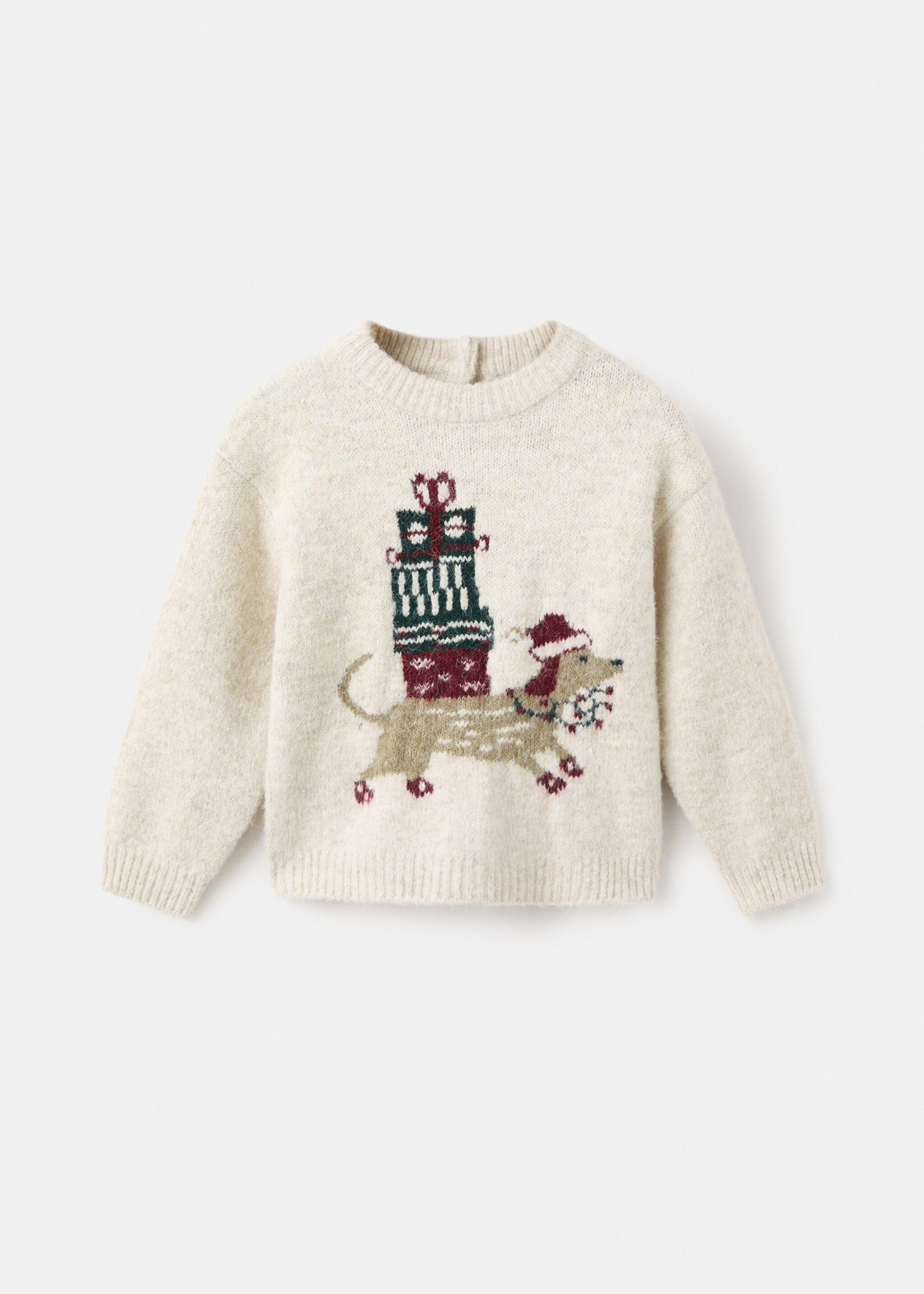 Pullover mit weihnachtlichem Stickmotiv - Artikel ohne Model, Beige. Ref: 17019105-00.