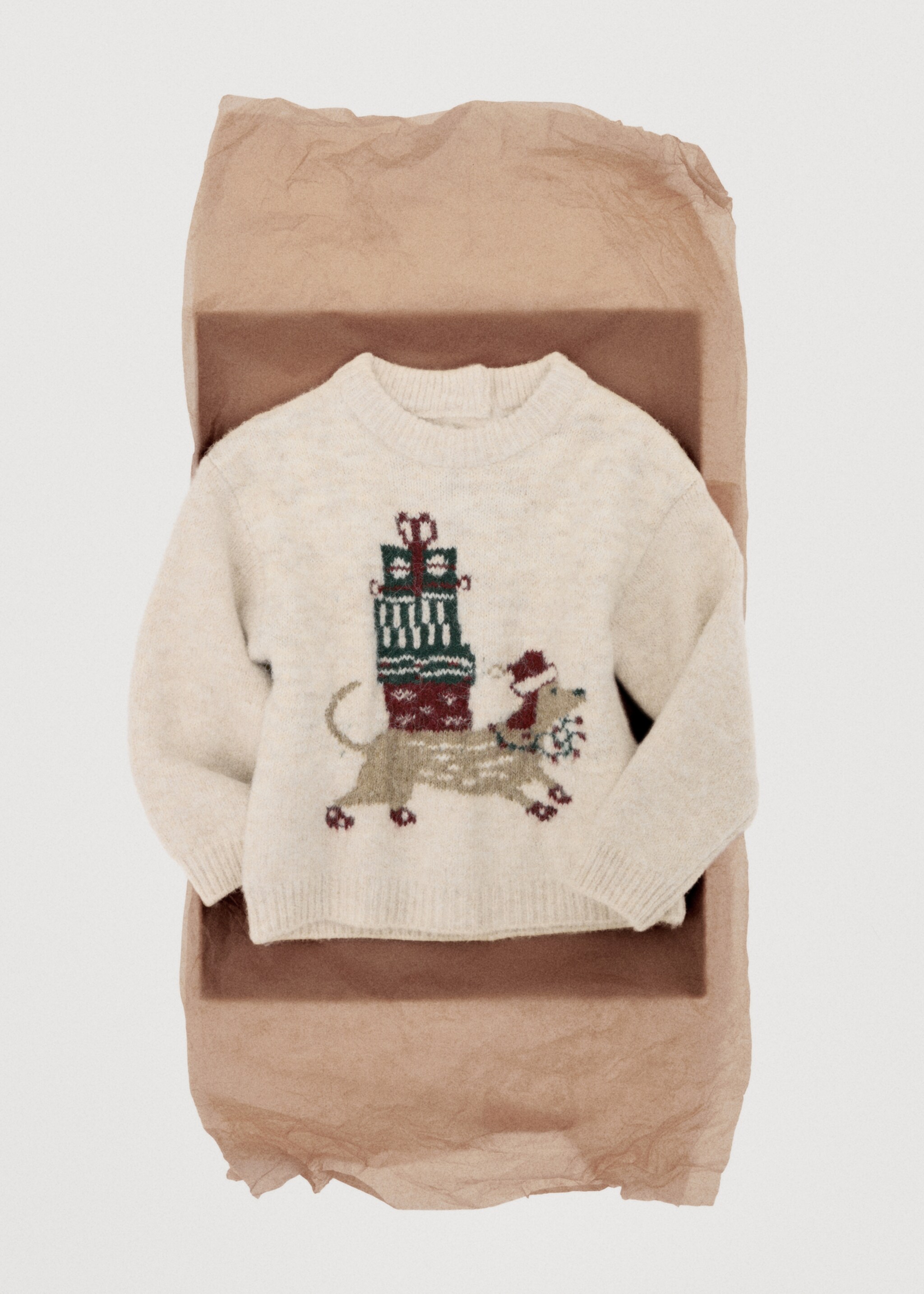 Christmas embroidered sweater - Details of the article 7, Beige. Ref: 17019105-00.