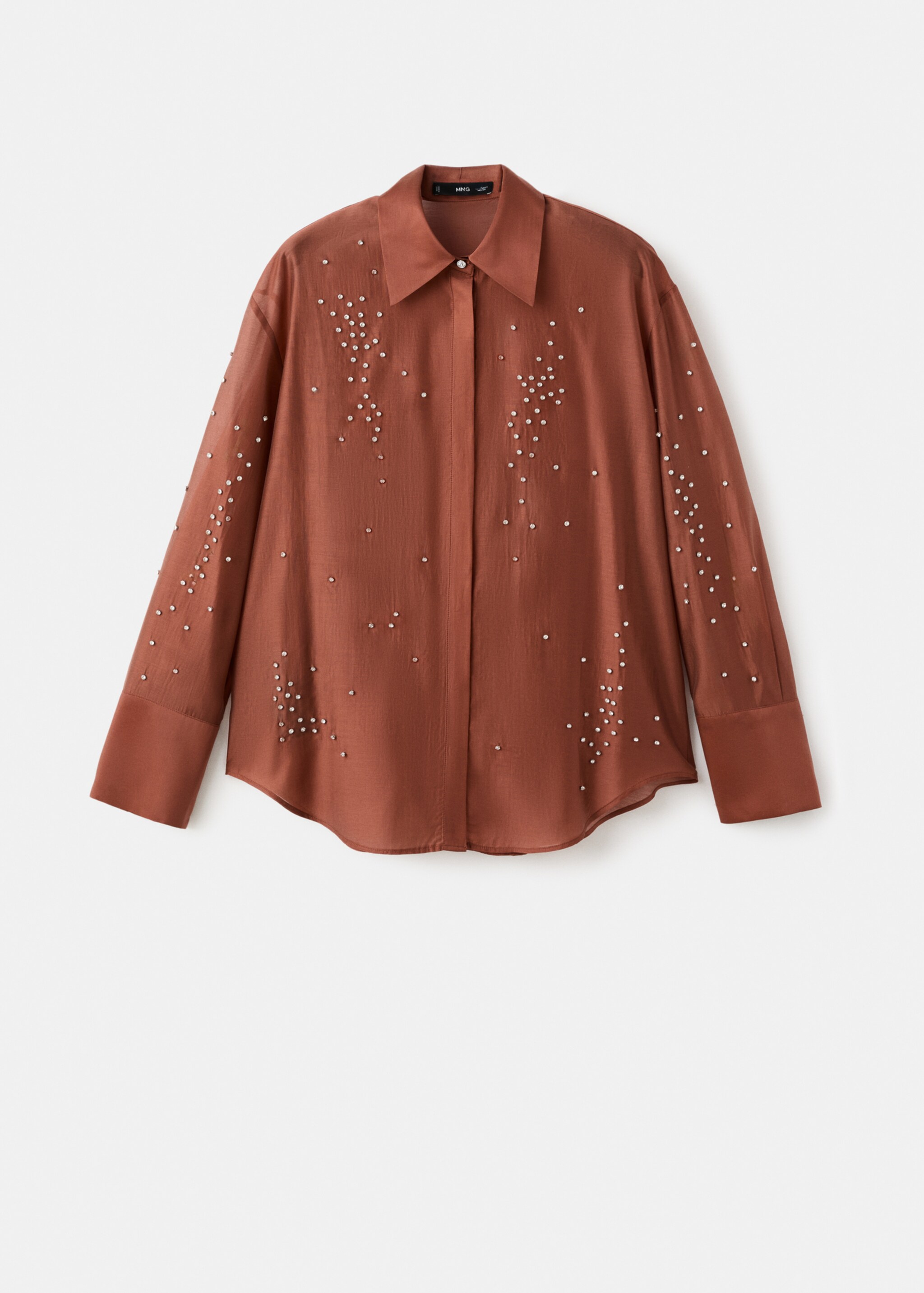 Camisa lyocell strass - Artículo sin modelo, Rojo anaranjado. Ref: 17019108-00.
