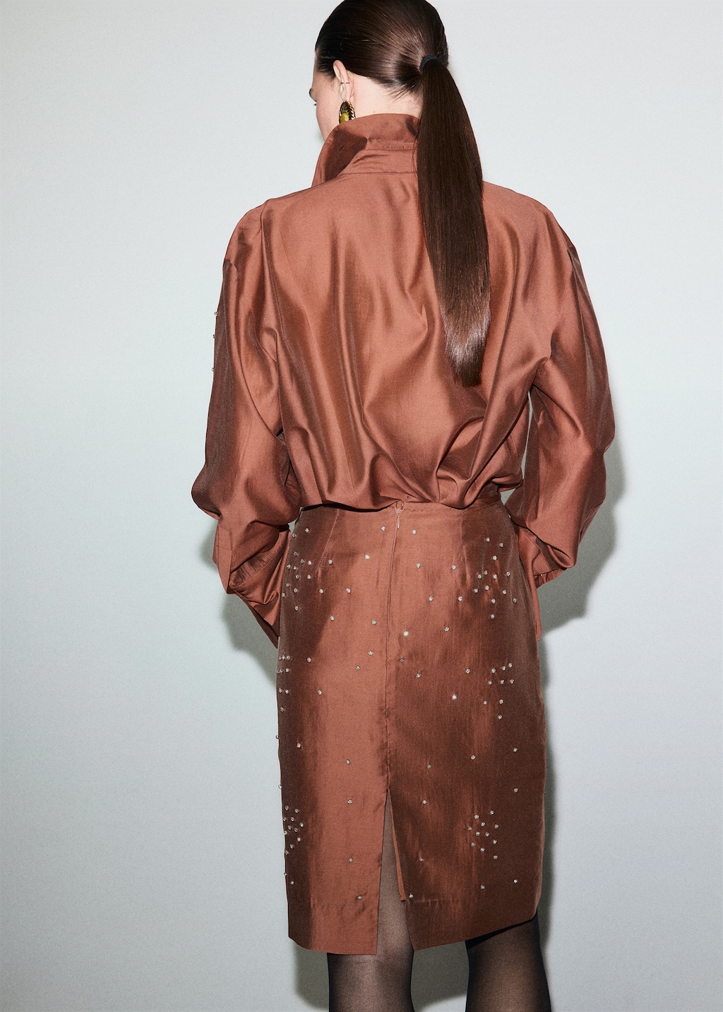 Lyocell shirt with rhinestones