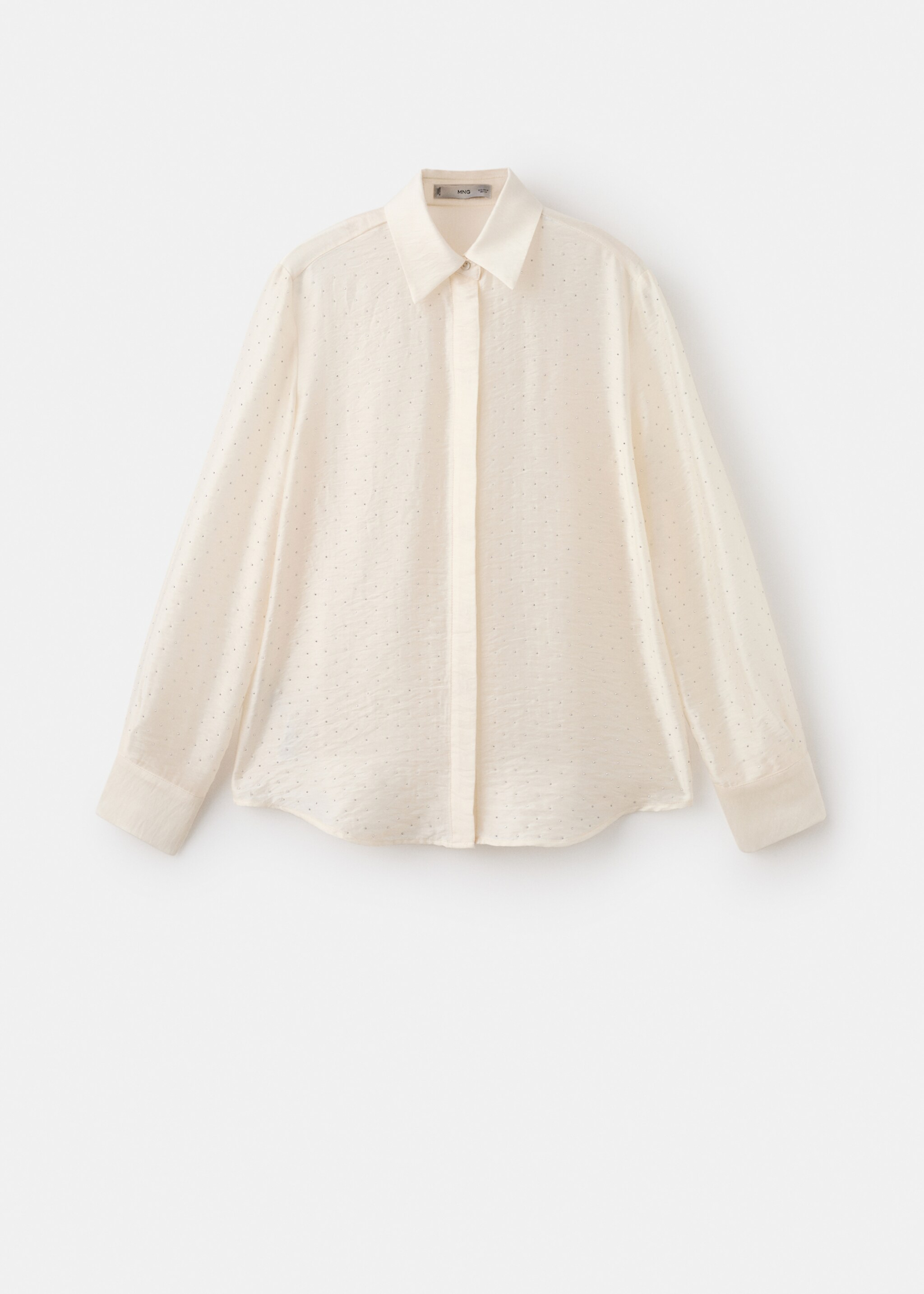 Satin shirt with rhinestones - Article without model, Beige. Ref: 17019109-00.