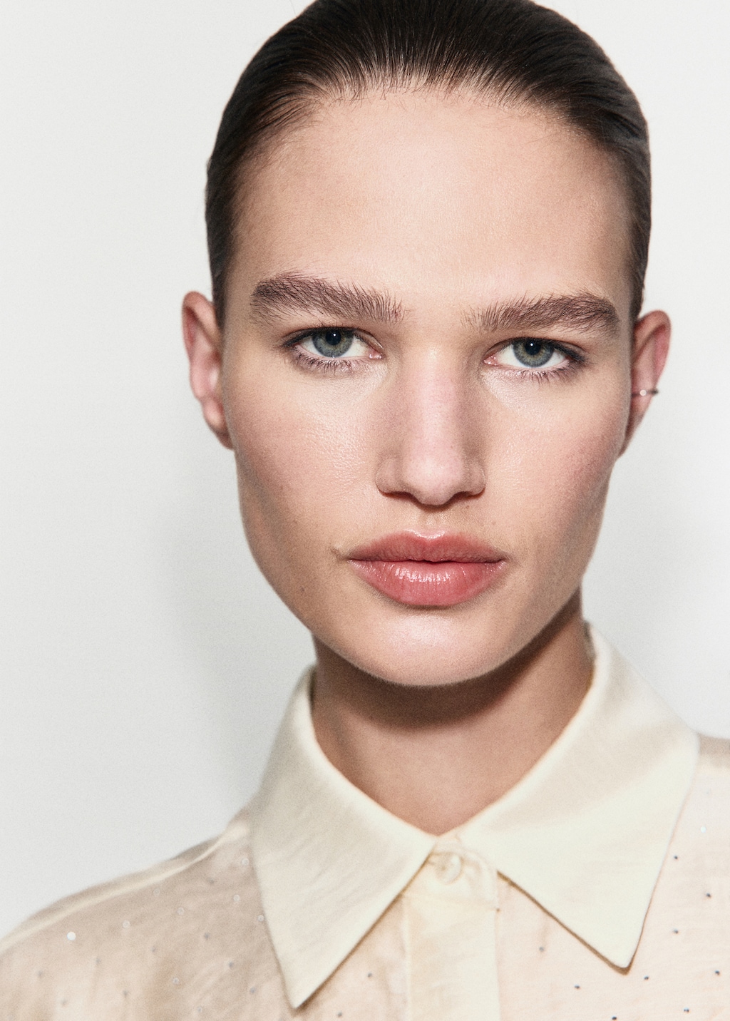 Satin shirt with rhinestones