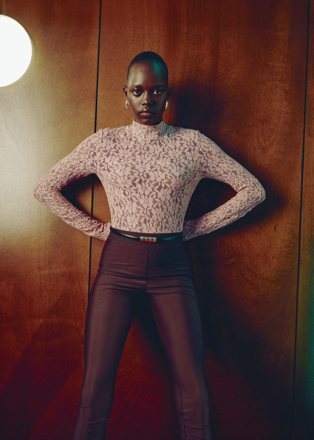 Lace t-shirt with perkins neck