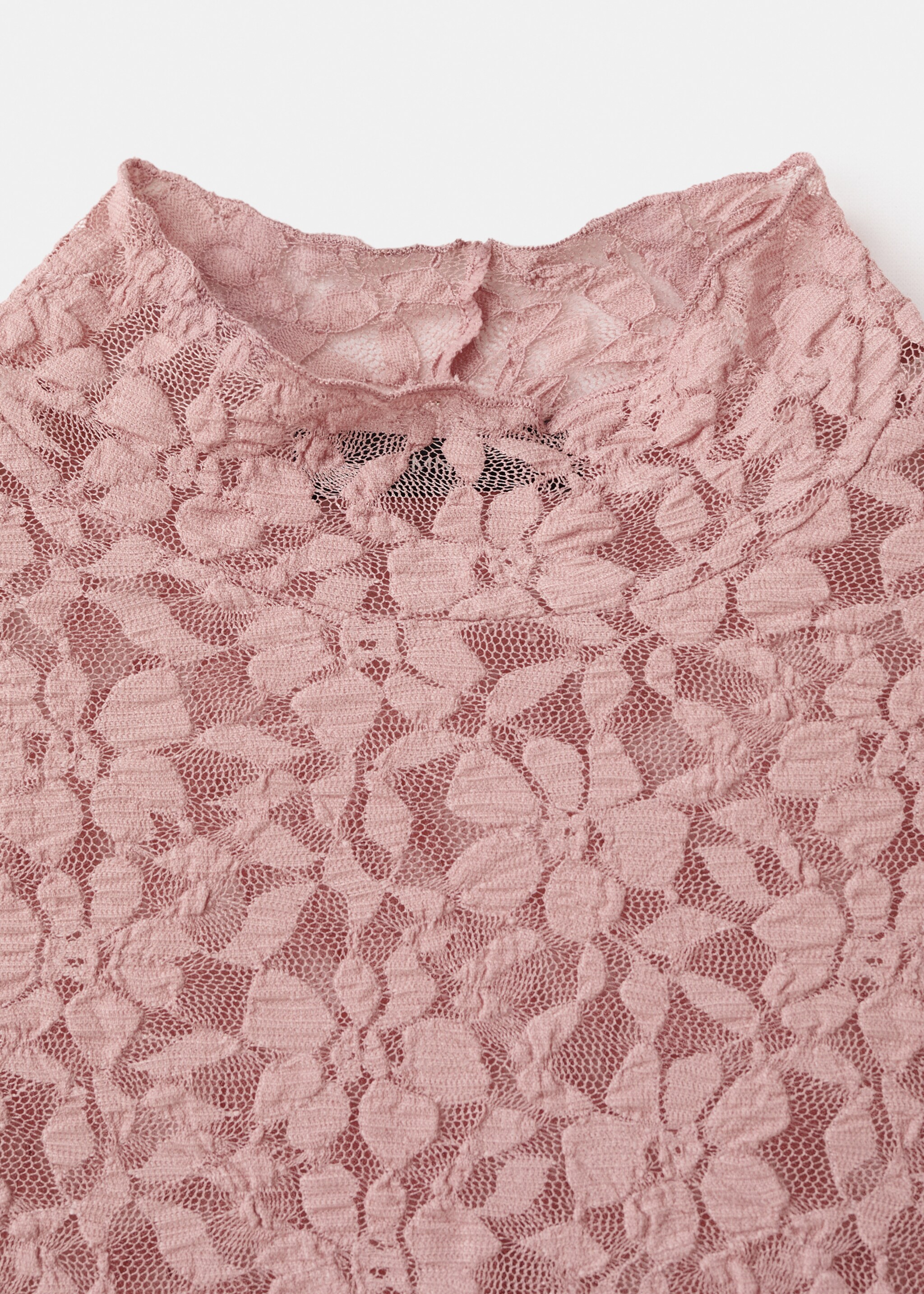 Lace t-shirt with perkins neck - Details of the article 8, Nude. Ref: 17019110-00.