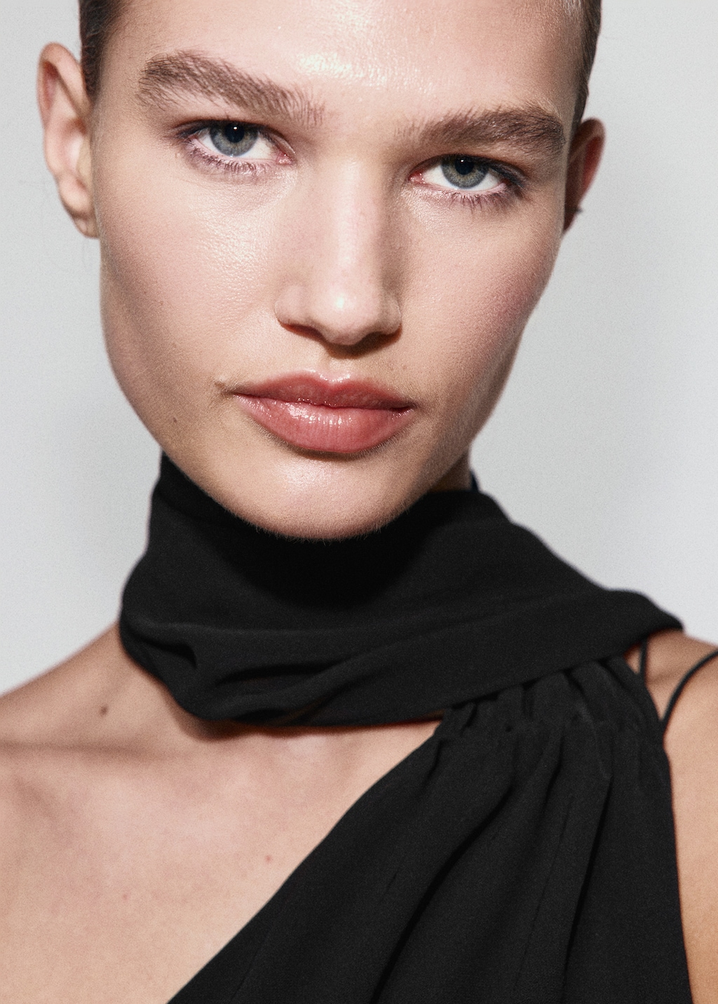 Asymmetrical dress with scarf