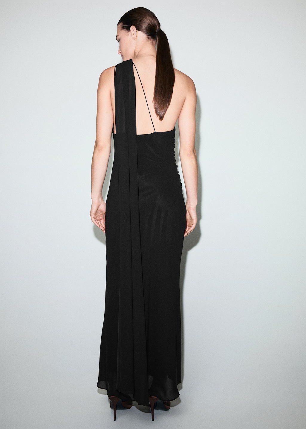 Asymmetrical dress with scarf