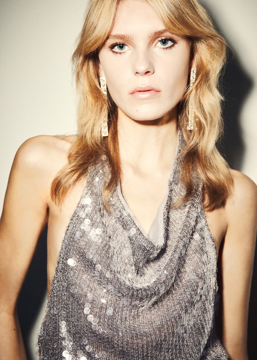 Sequin top with cowl neckline