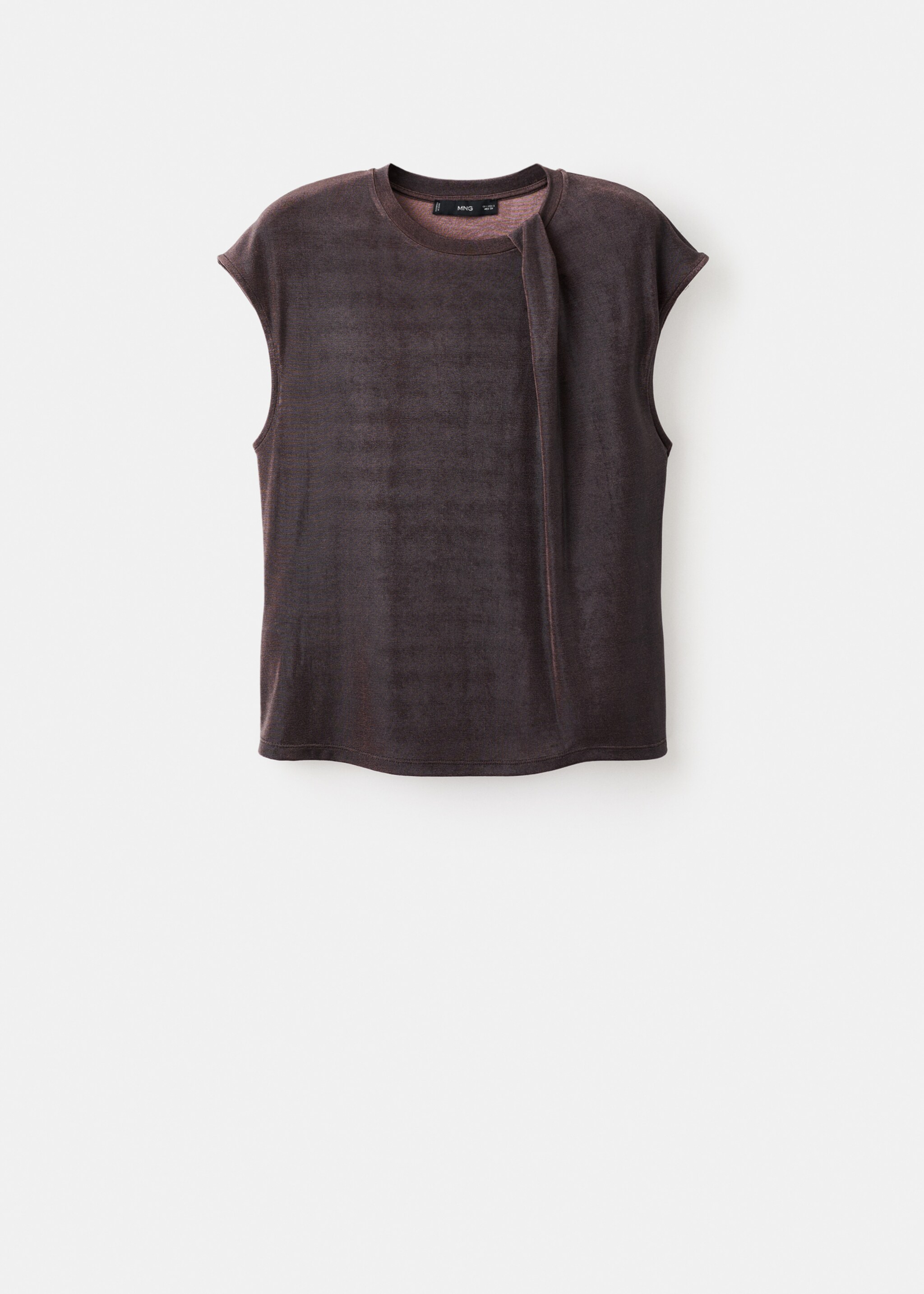Lurex t-shirt with gathered detail - Article without model, Brown. Ref: 17019115-00.