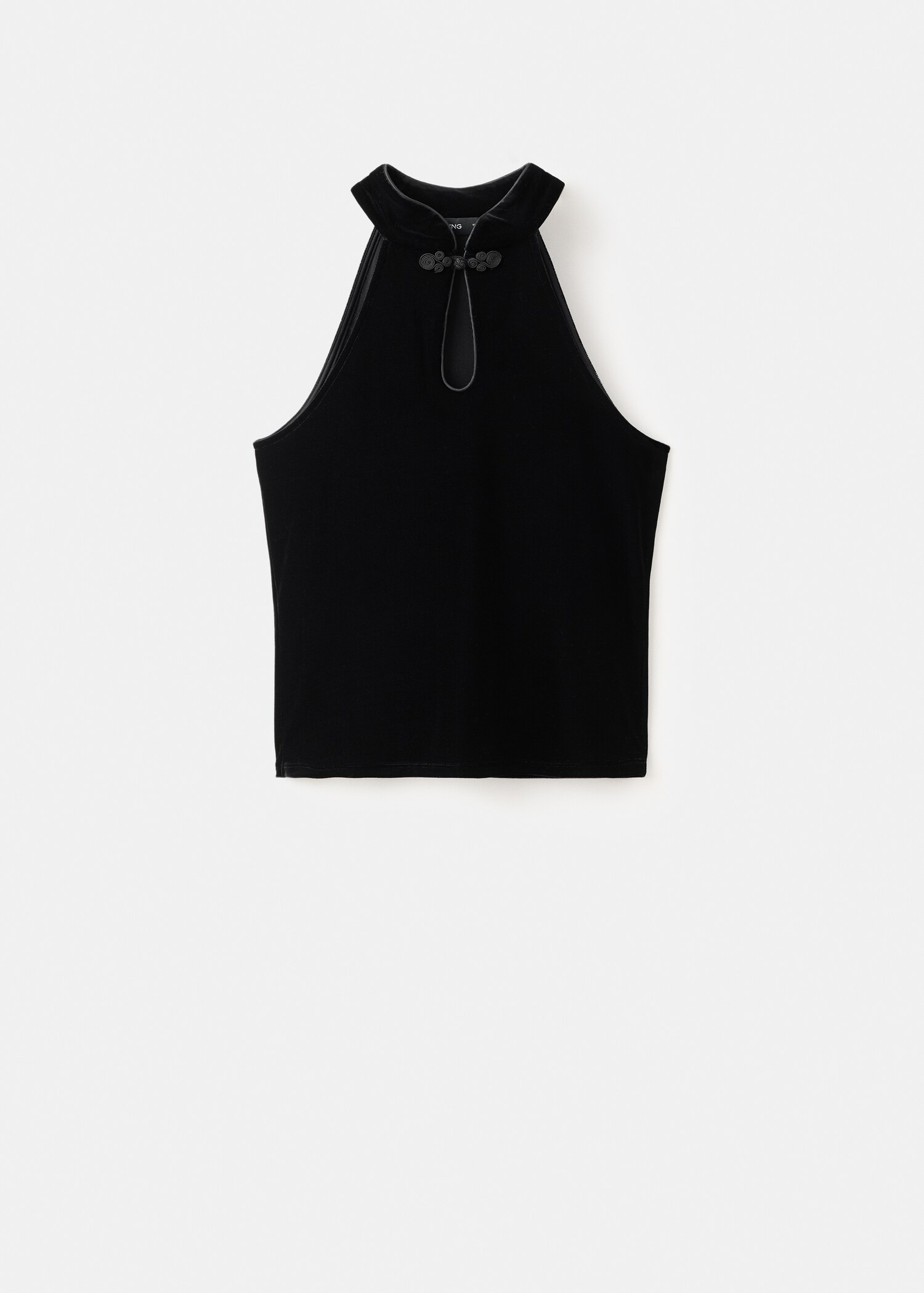 Top de veludo com gola halter e alamar - Artigo sem modelo