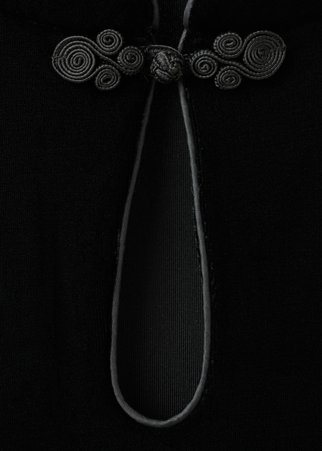 Velvet halter-neck top with toggle