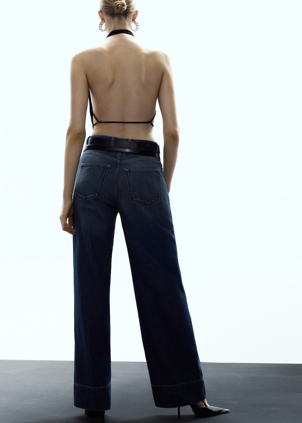 Mango Top with draped neckline and crystals