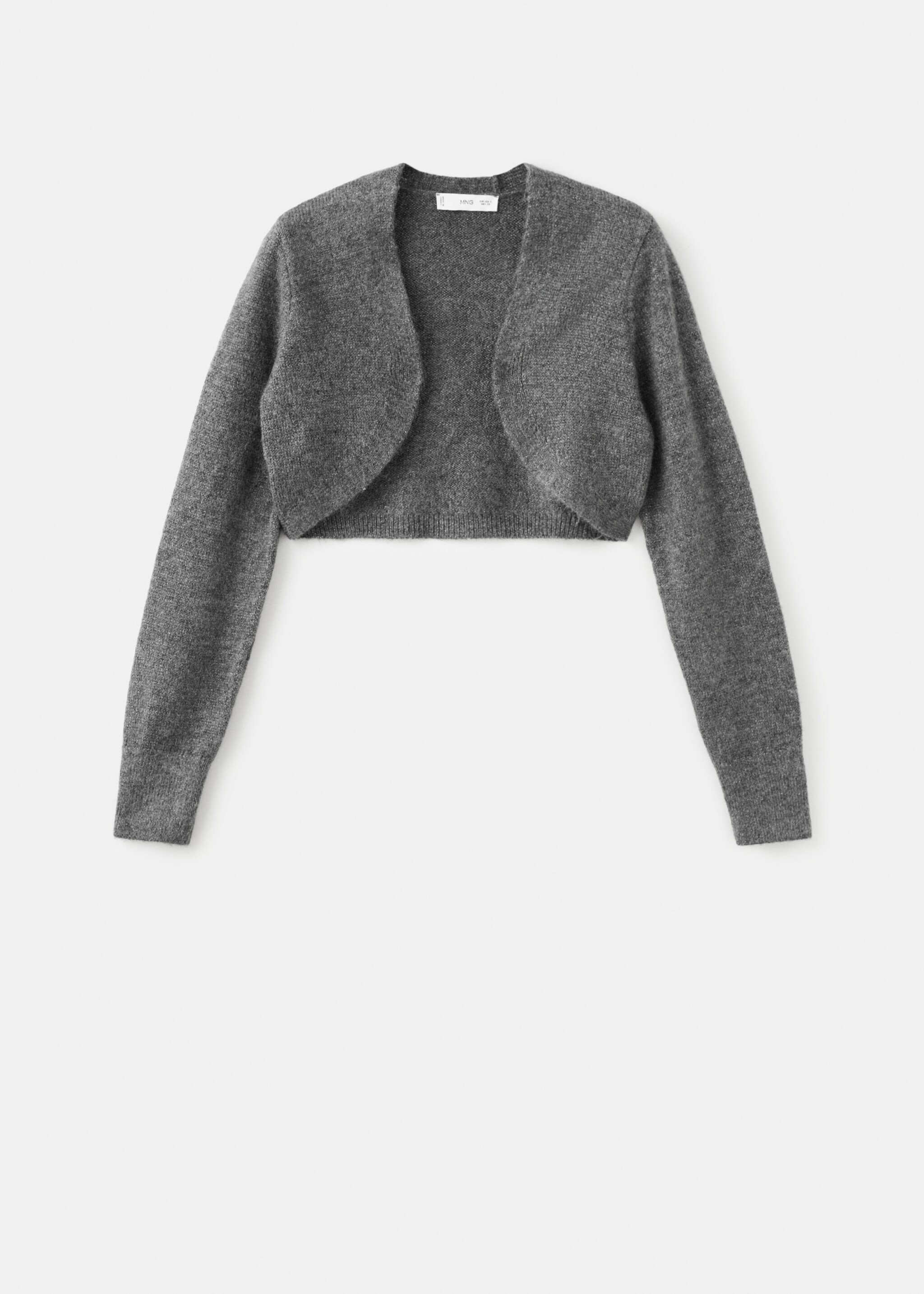 Lurex cropped cardigan - Article without model, Grey. Ref: 17019121-00.