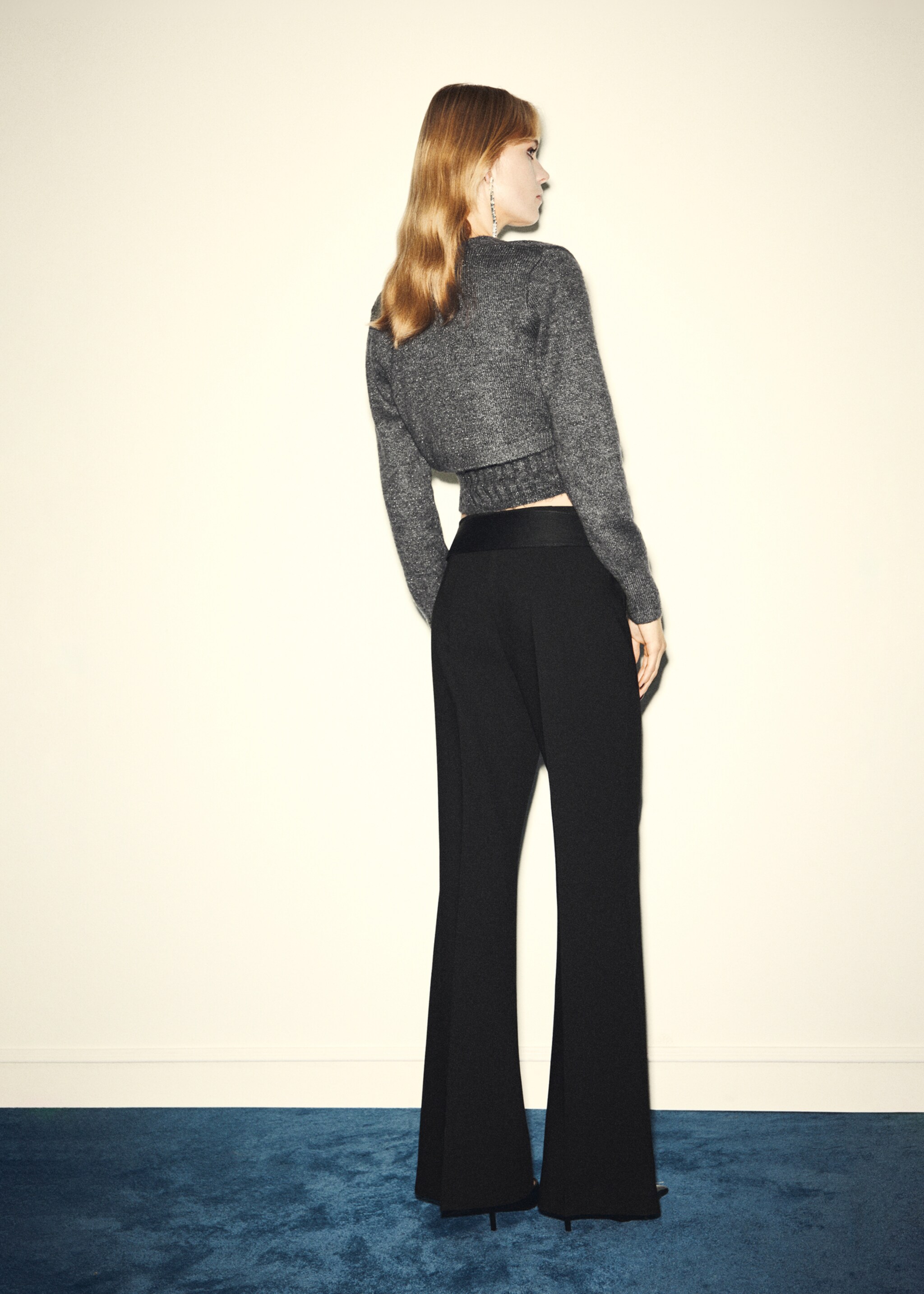 Lurex cropped cardigan - Reverse of the article, Grey. Ref: 17019121-00.