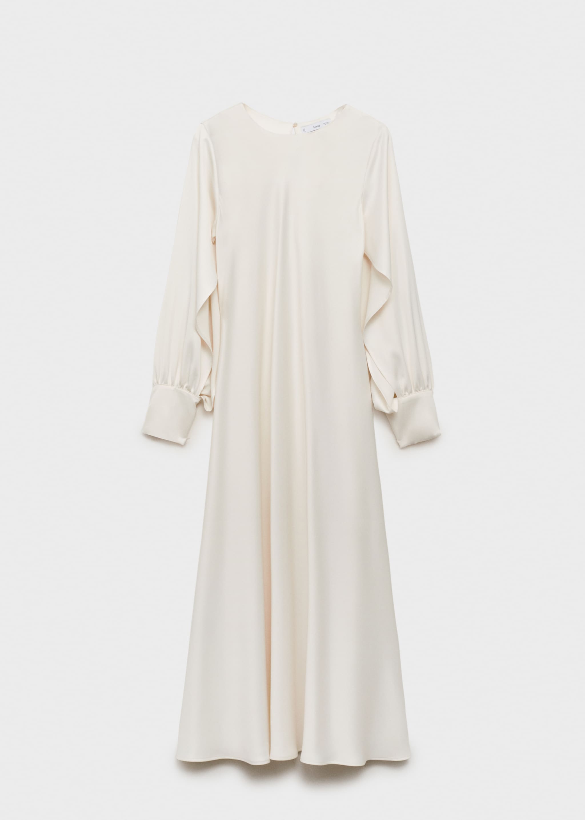 Satin dress with slit sleeves - Article without model, Off White. Ref: 17021126-00.
