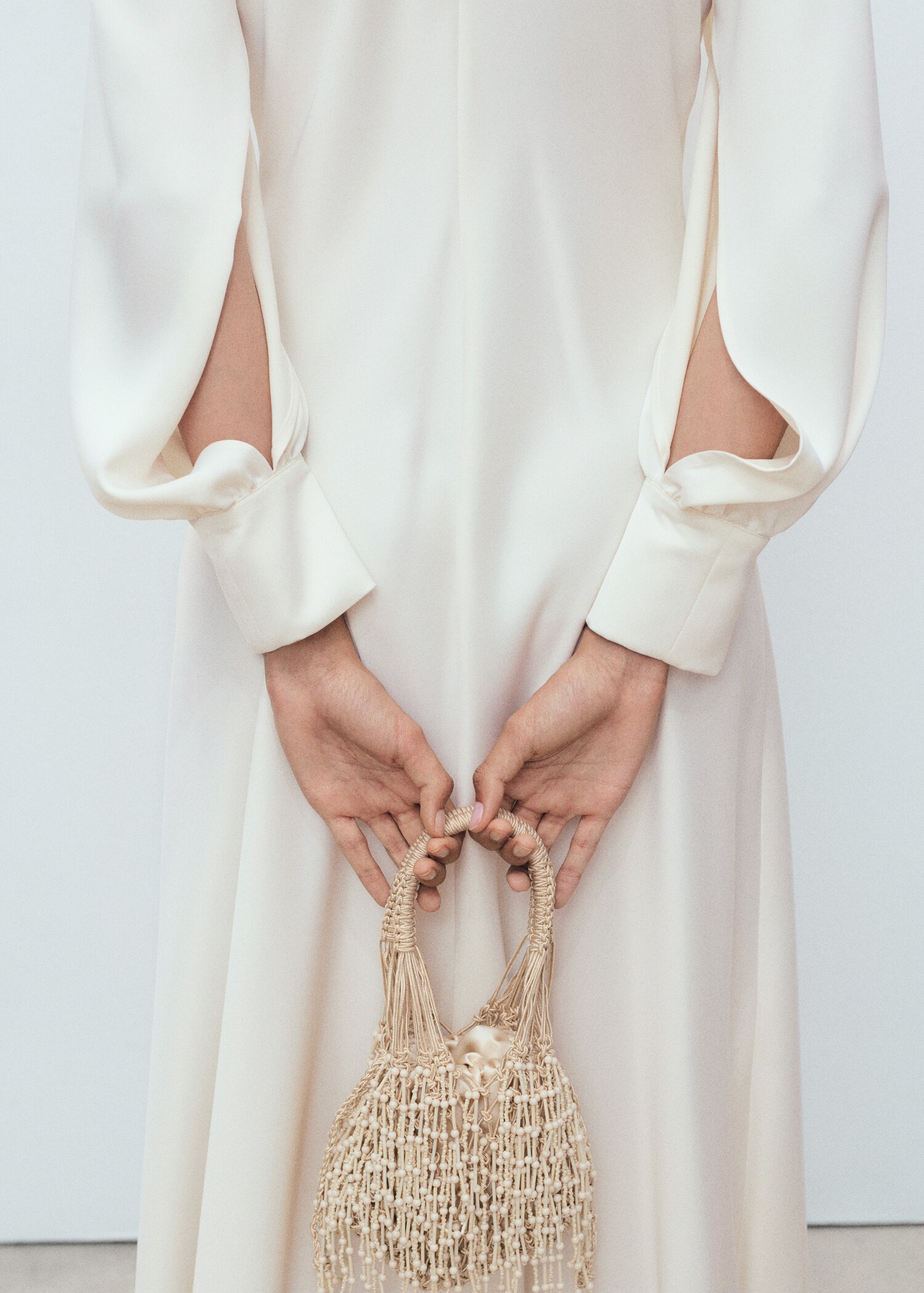 Satin dress with slit sleeves - Details of the article 6