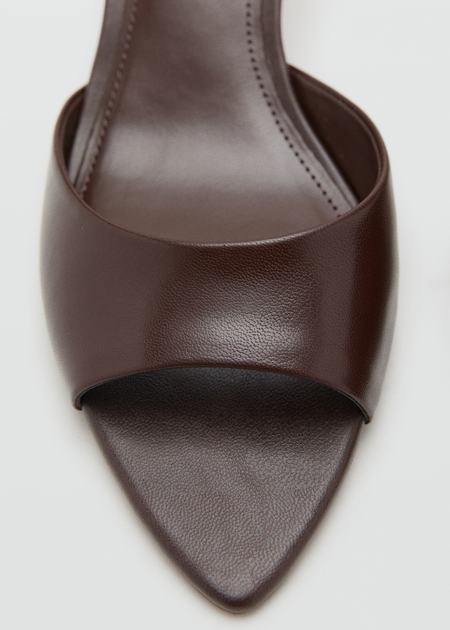 Zapatos Mango Sandalias Marrones Sandalia Piel Tacón Kitten Mujer