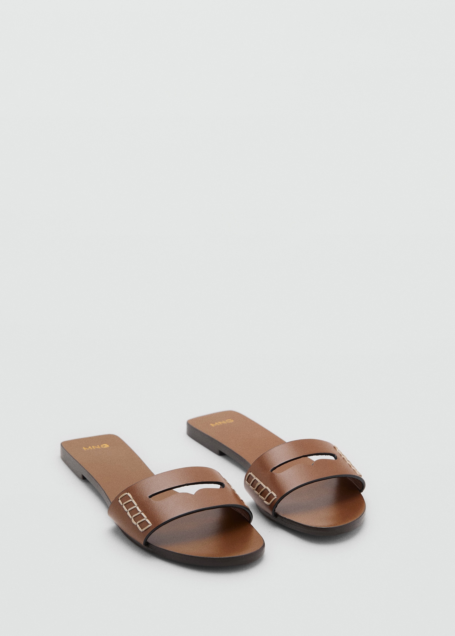 Leather sandals with a wide strap - Women | MANGO United Kingdom