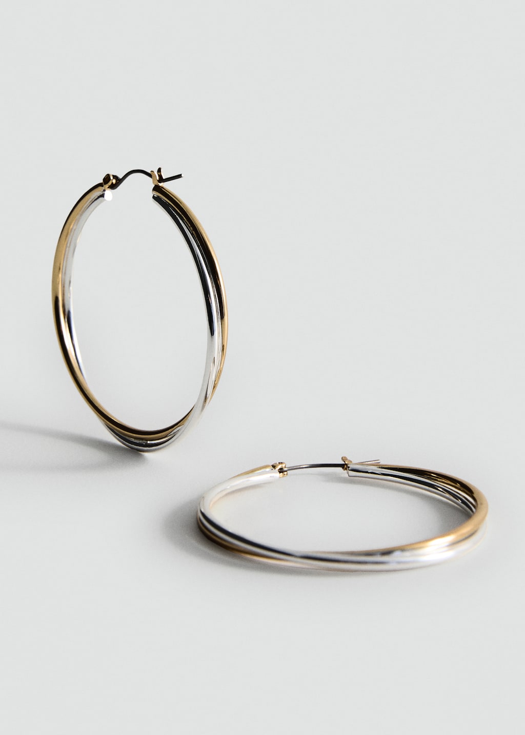 Two-tone double-hoop earrings