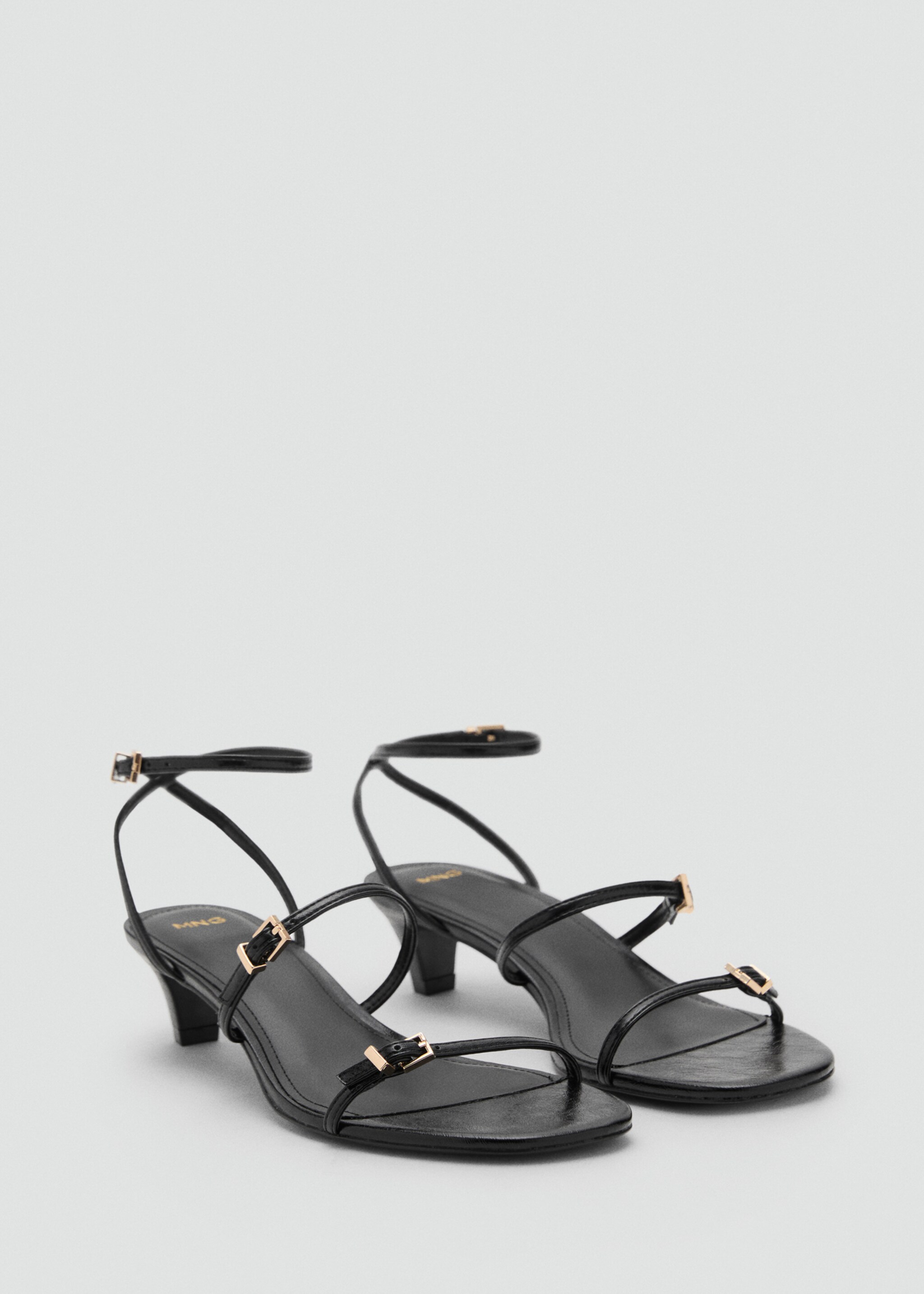 Kitten-heel sandals with buckle - Medium plane, Black. Ref: 17021148-00.