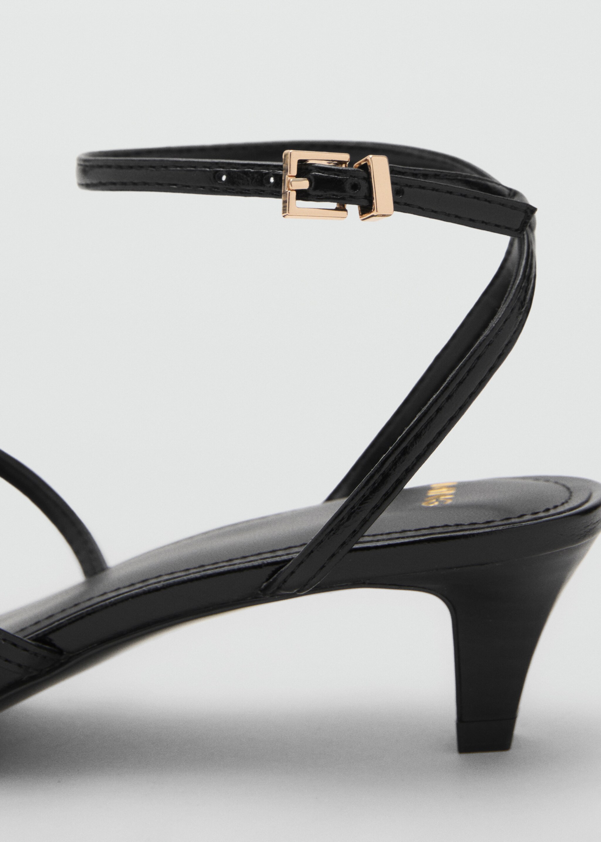 Kitten-heel sandals with buckle - Details of the article 1, Black. Ref: 17021148-00.