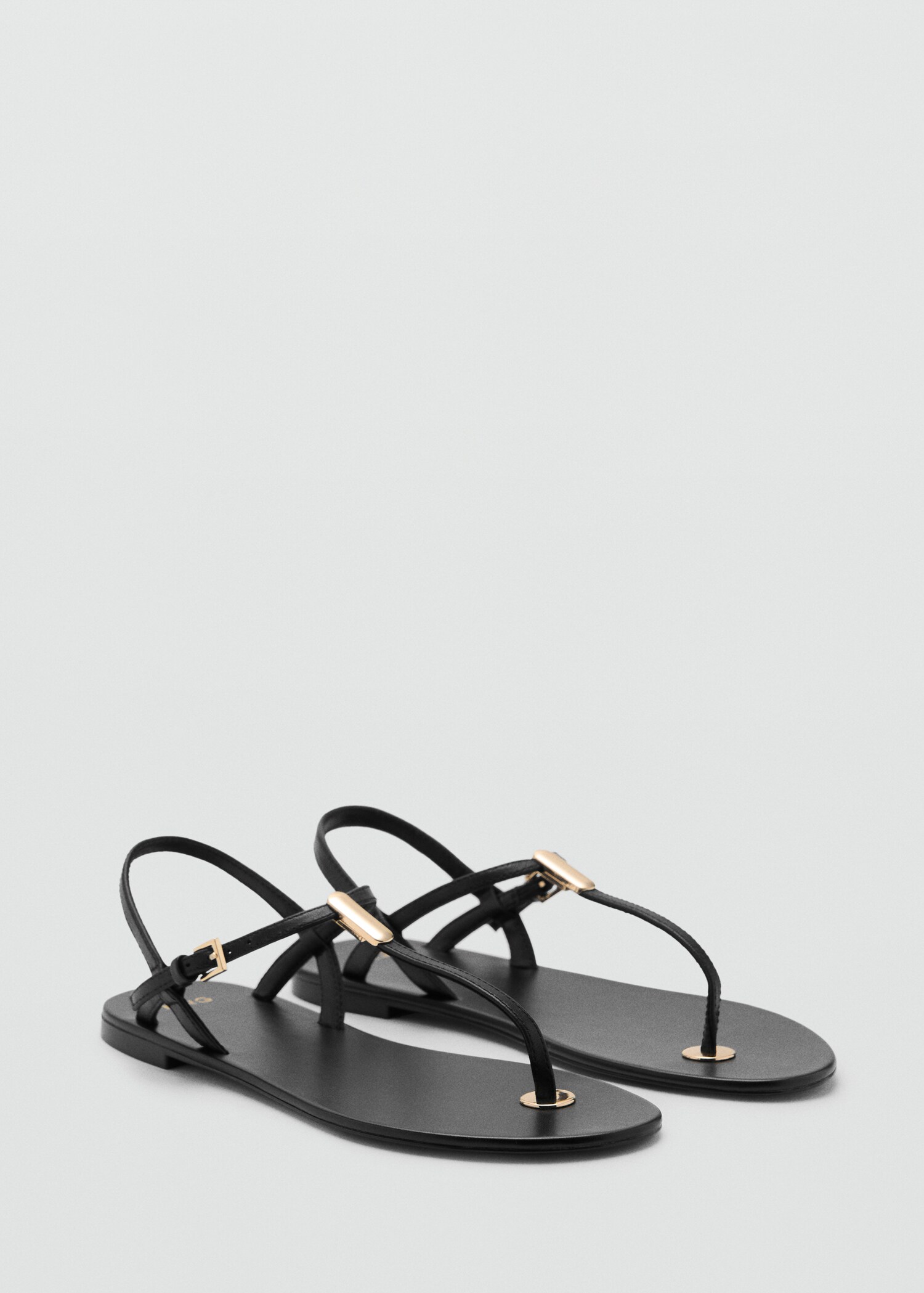 Leather sandals with metallic detail - Medium plane