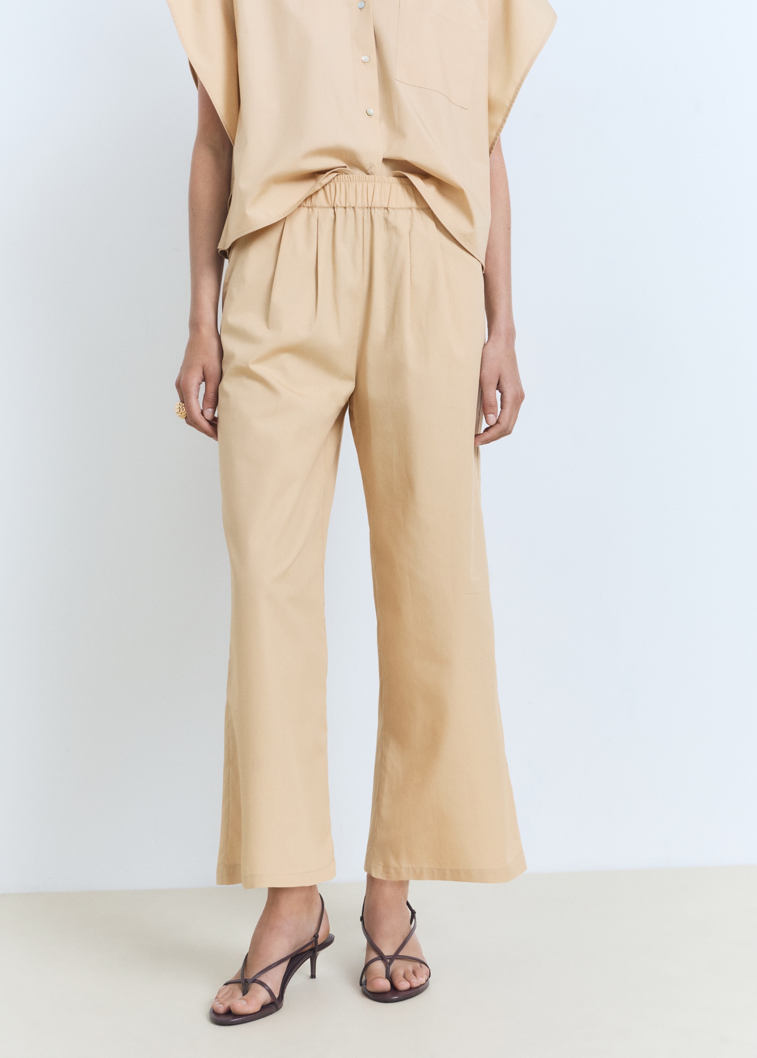 Straight-cut crop trousers - Medium plane